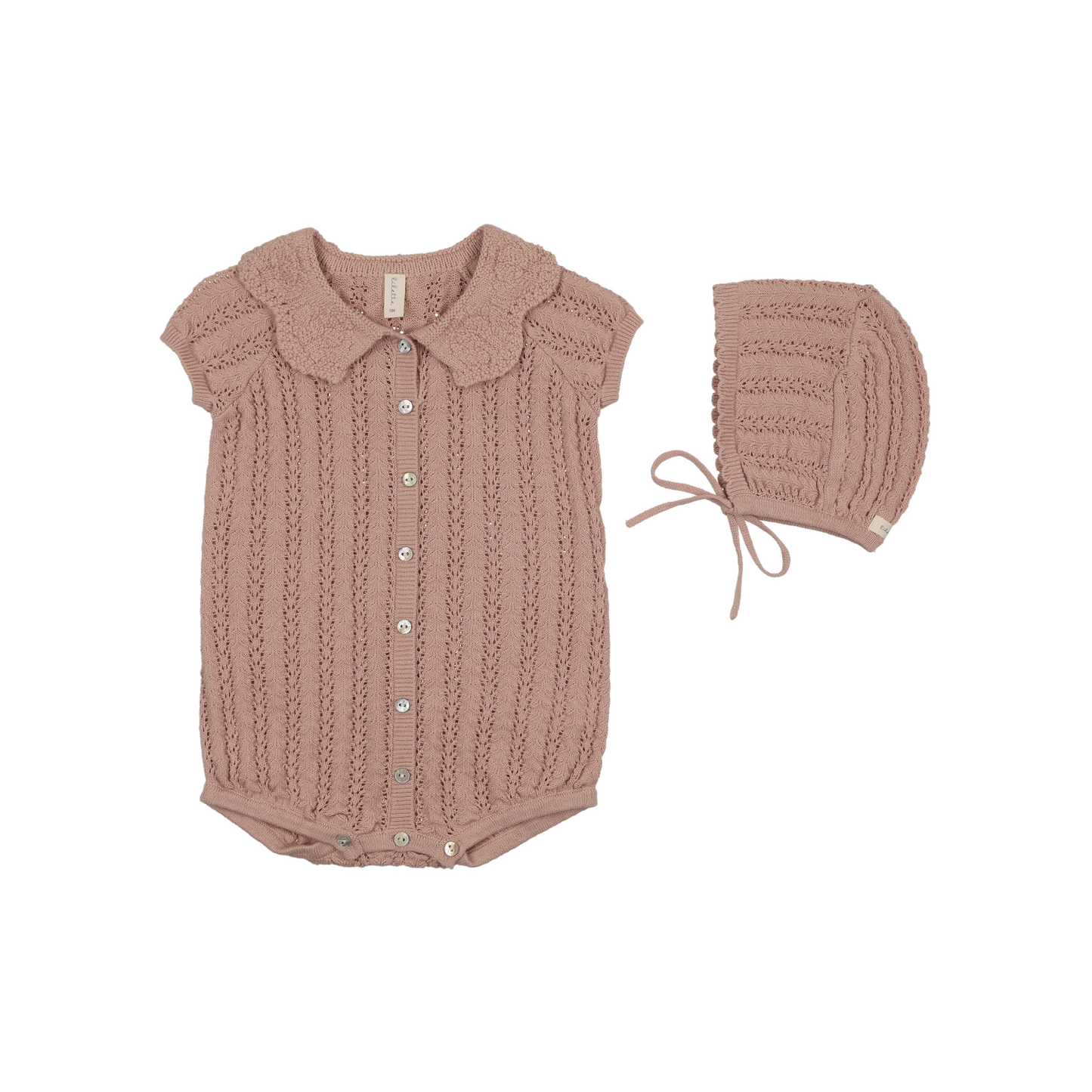 Lilette Dusty Pink Crochet Knit Romper