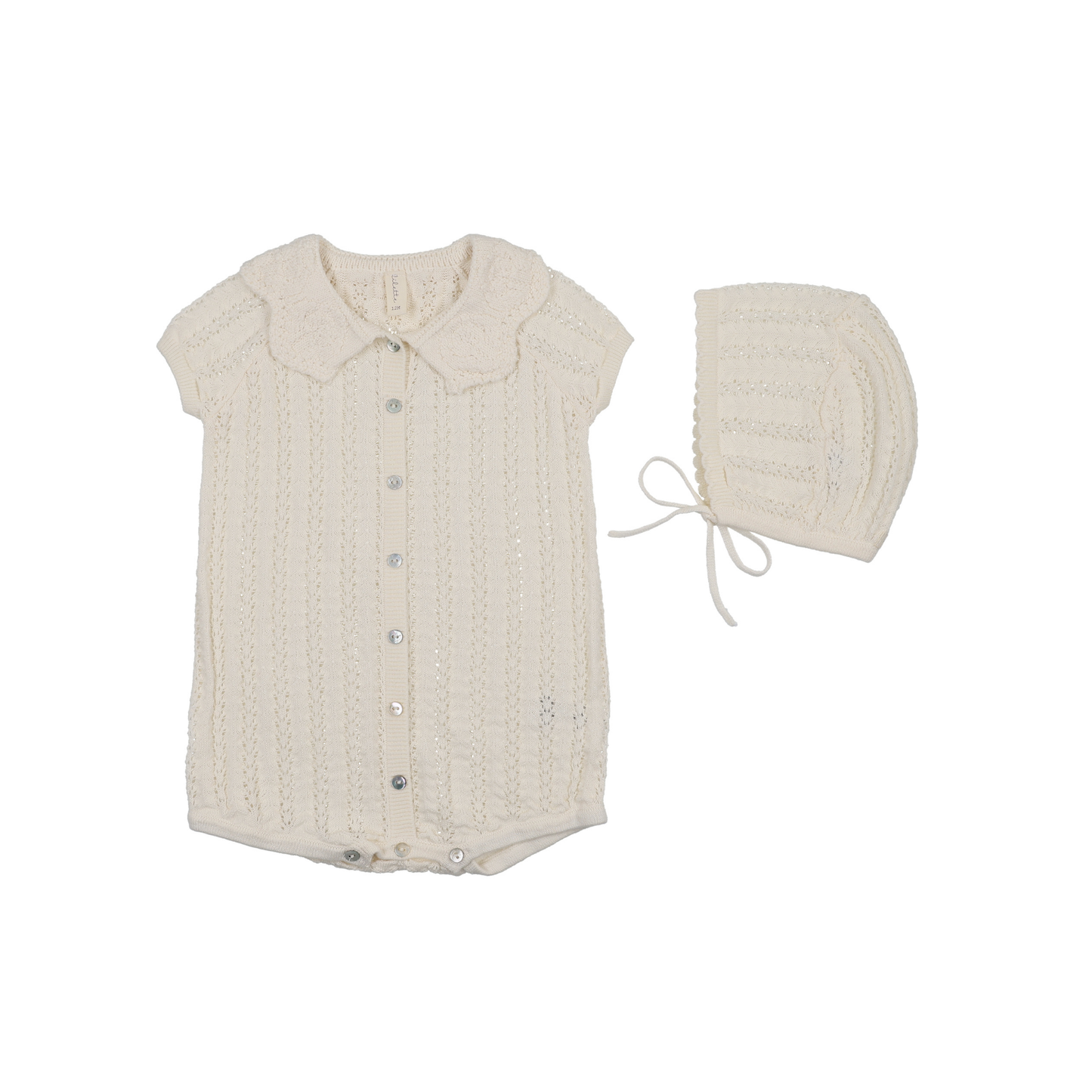 Lilette Cream Crochet Knit Romper