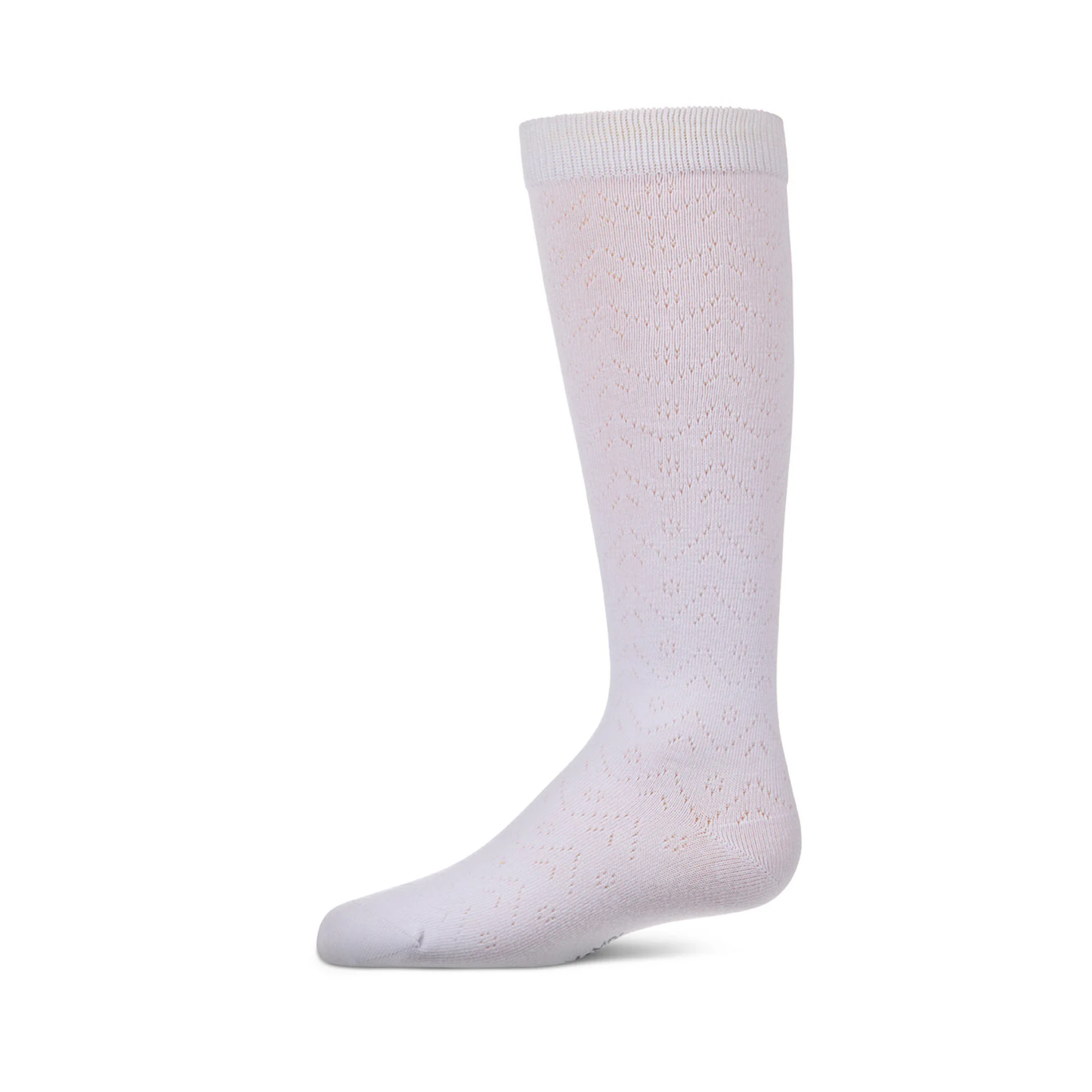 Memoi White Pointelle Knee High