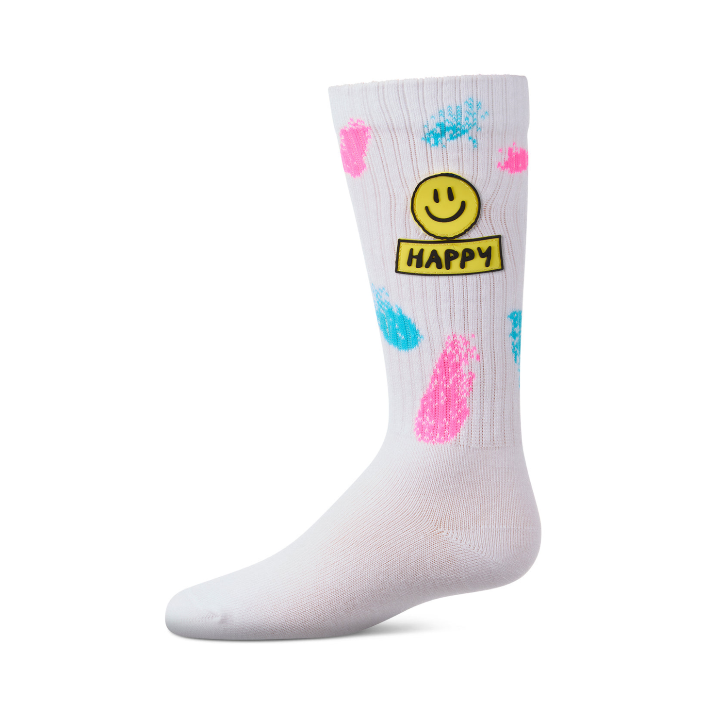 Memoi Neon Blue Happy Paint Knee High