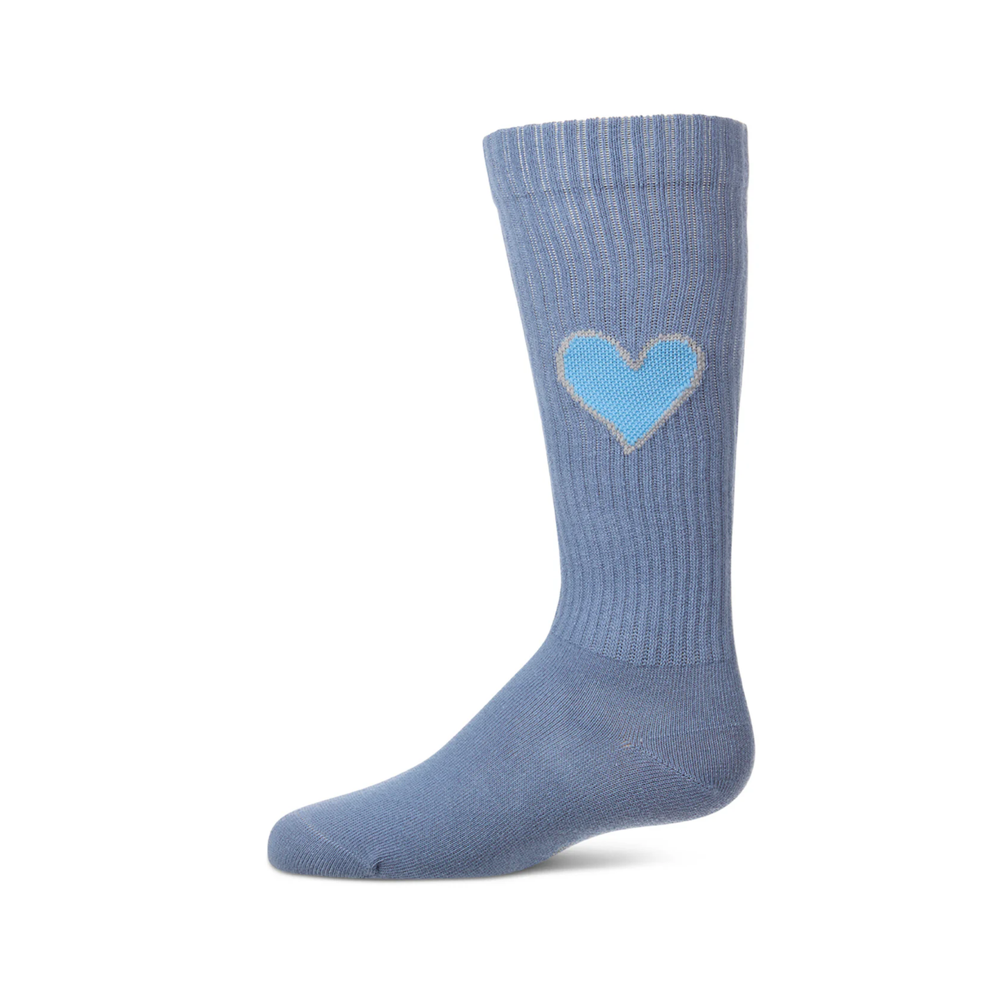 Memoi Denim Filled Heart Knee High