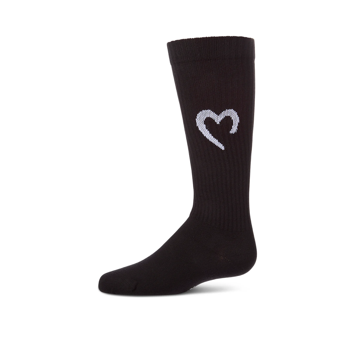 Memoi Black Open Heart Knee High