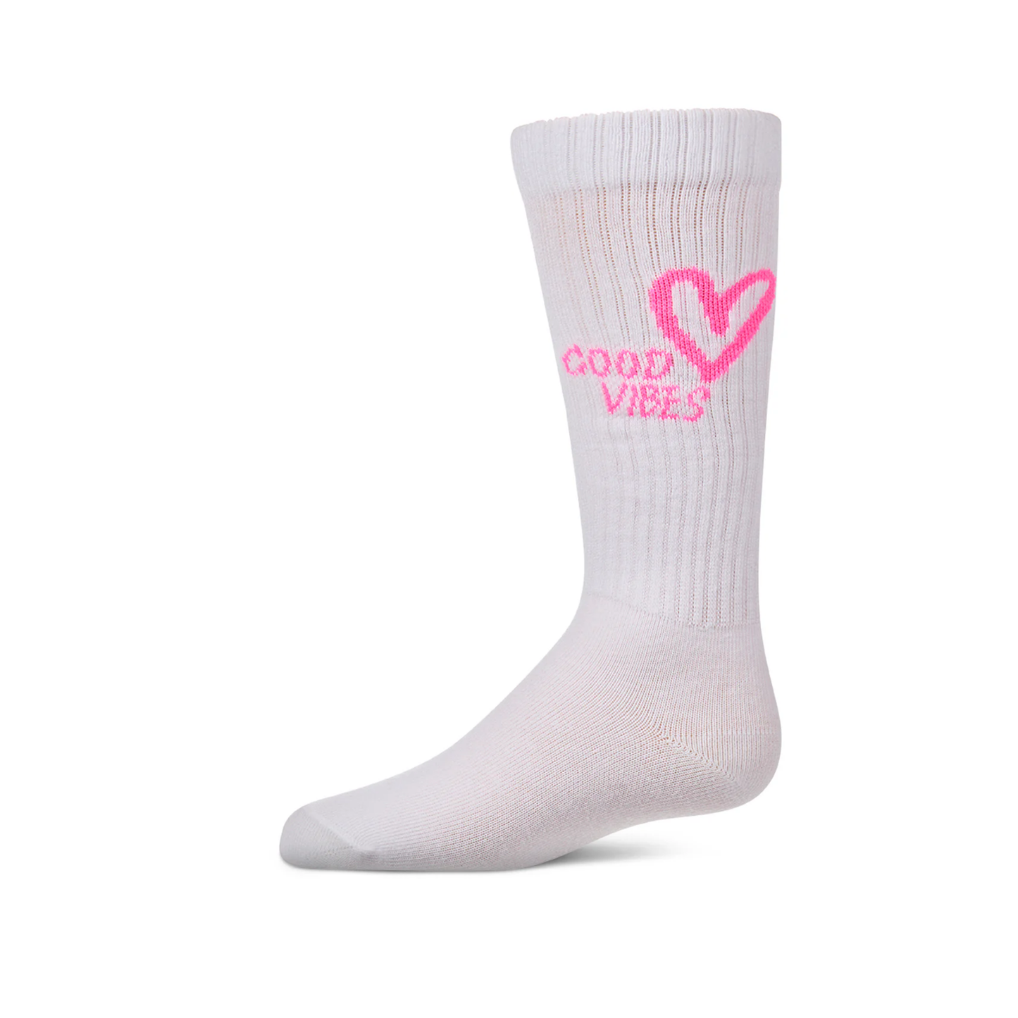 Memoi Neon Pink Good Vibes Heart Knee High