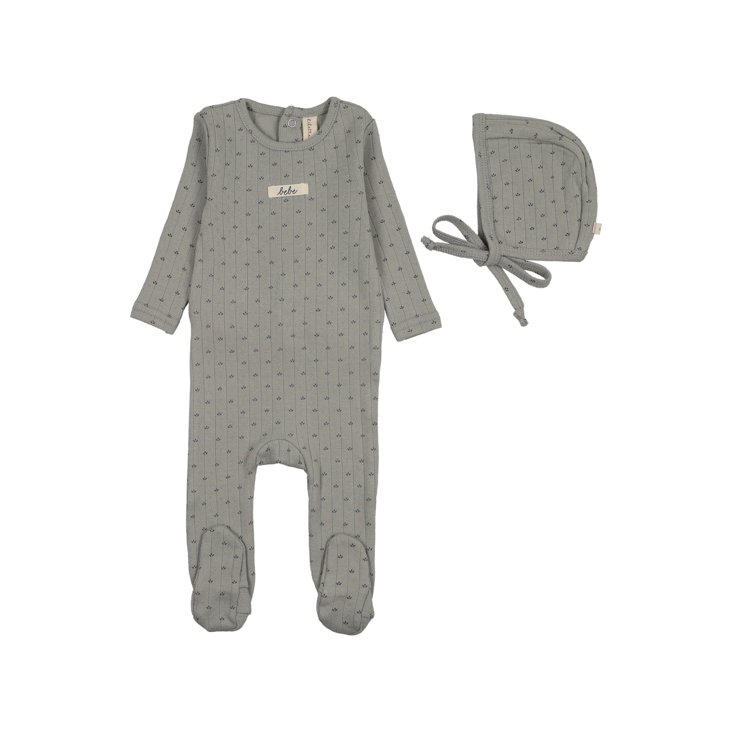 Lilette Light Blue Floret Print Footie Set