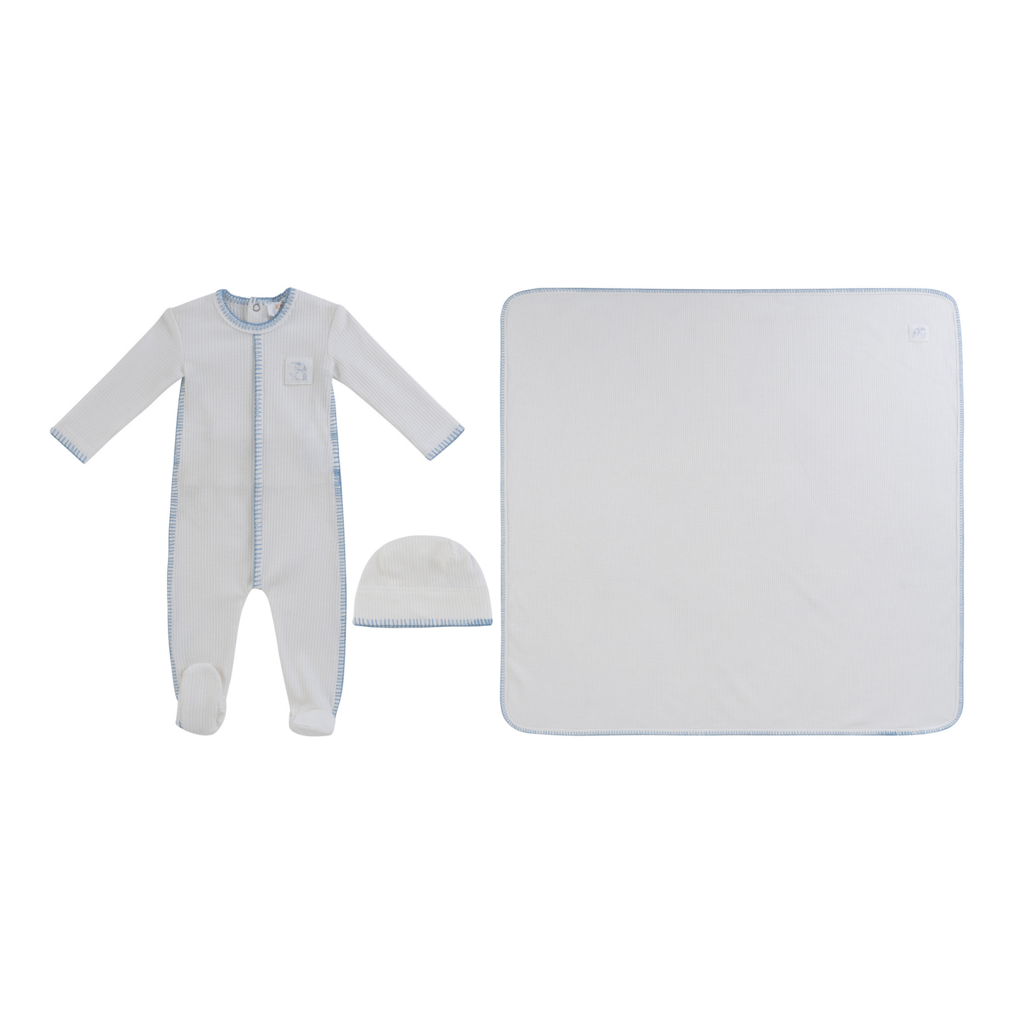 Kipp Baby Blue Bunny Rib Footie 3PC Set