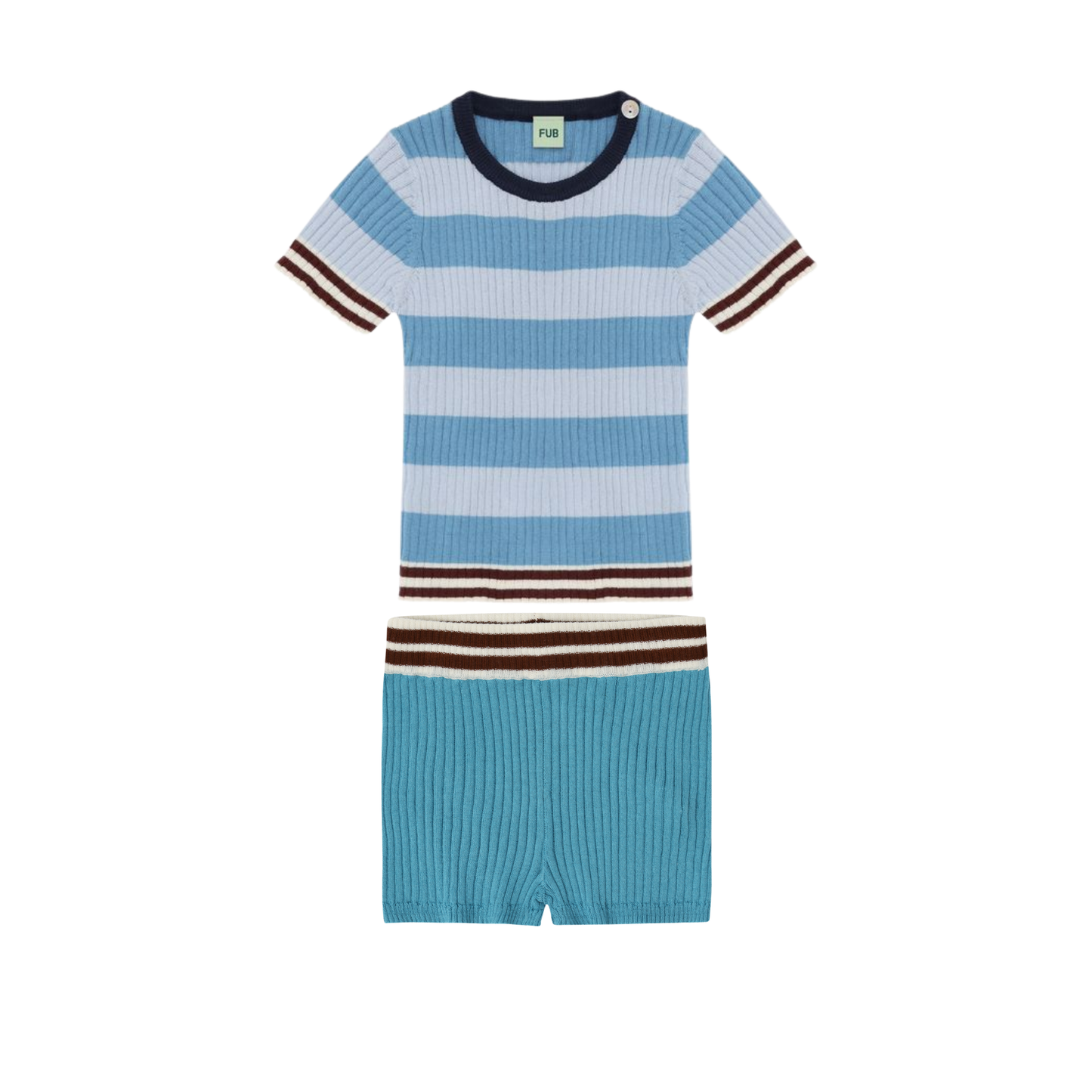 Fub Sea/Pale Blue Stripe Rib Shorts Set