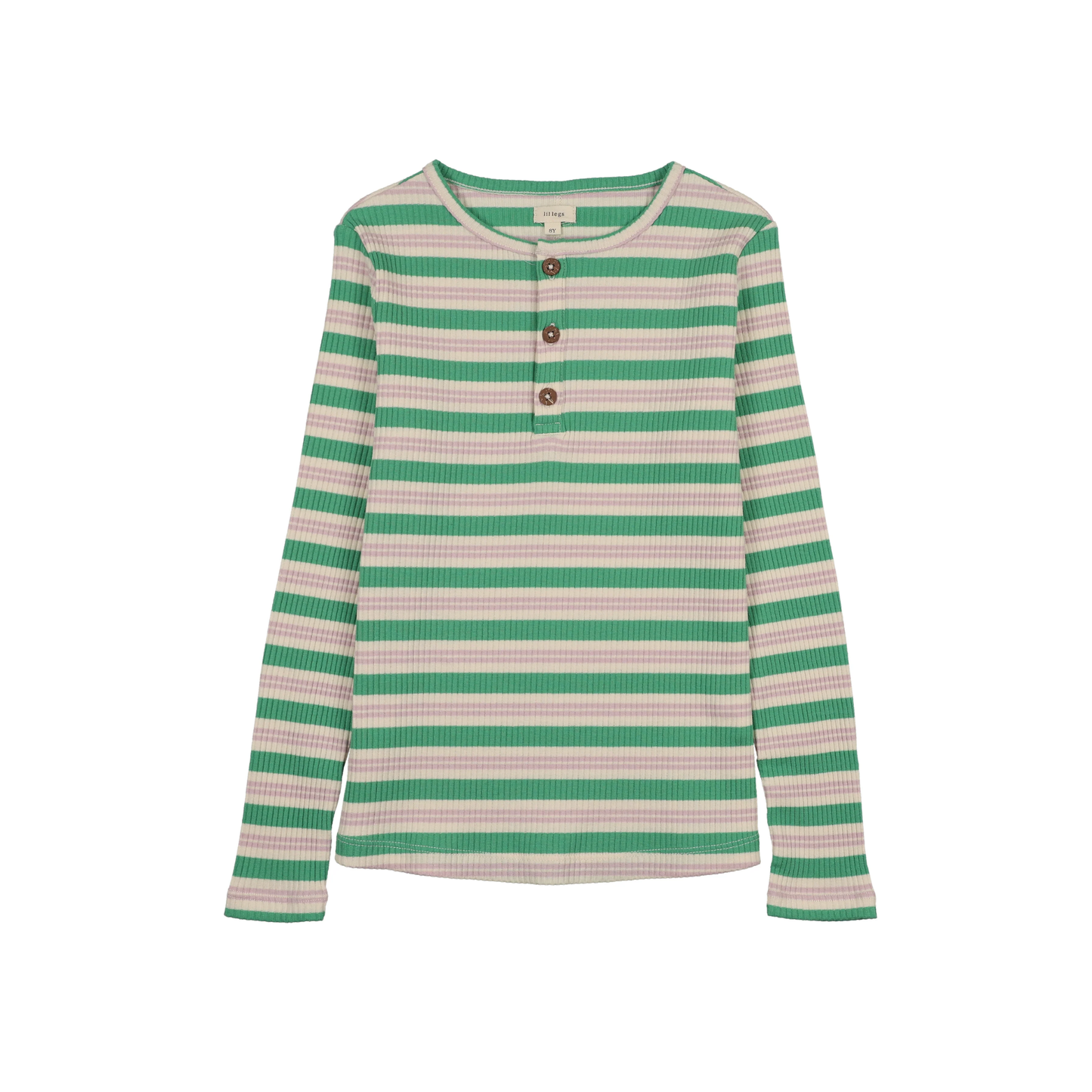 Lil Legs Green/Purple Basic Stripe Henley