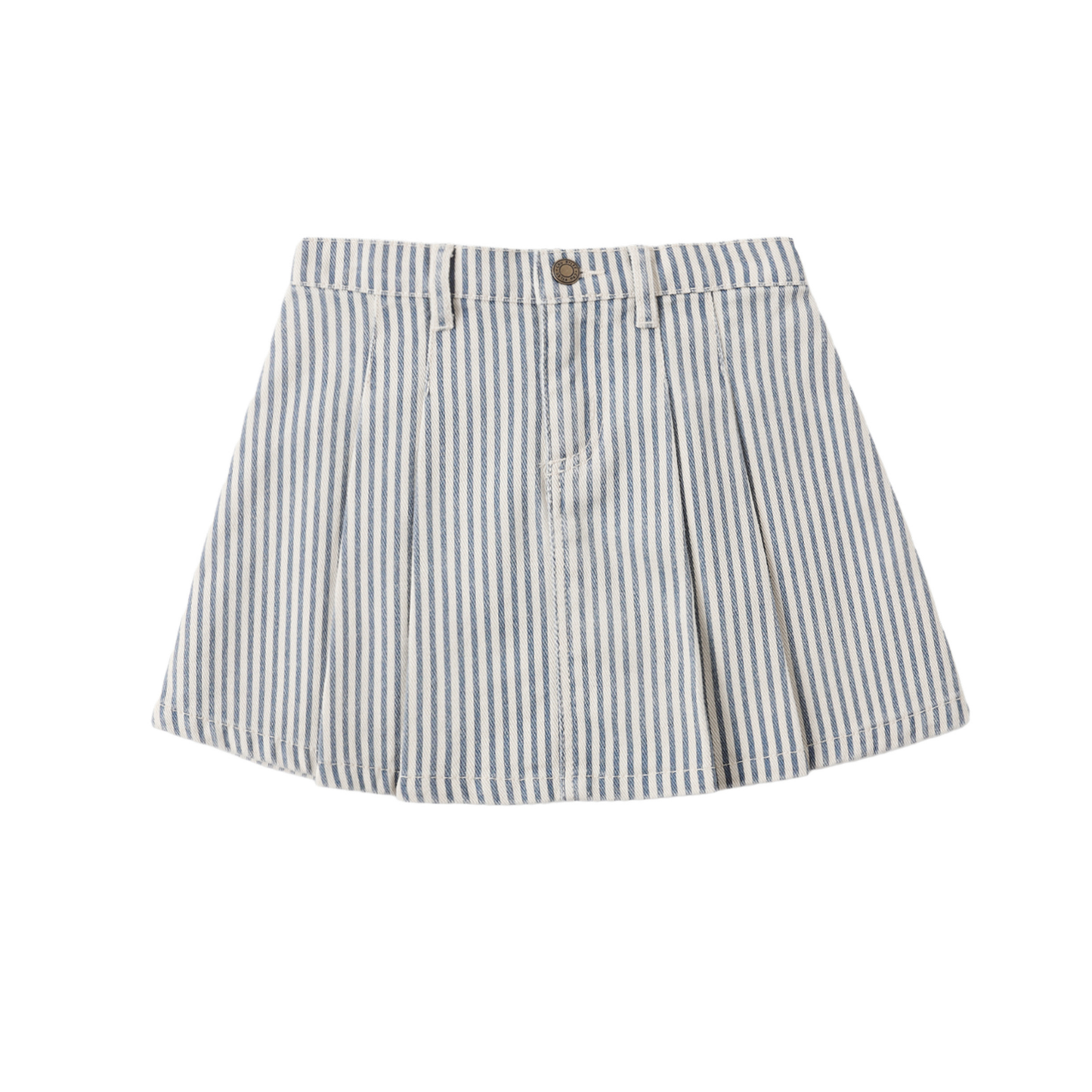 Rylee+Cru Natural Railroad Pleated Denim Short Skirt