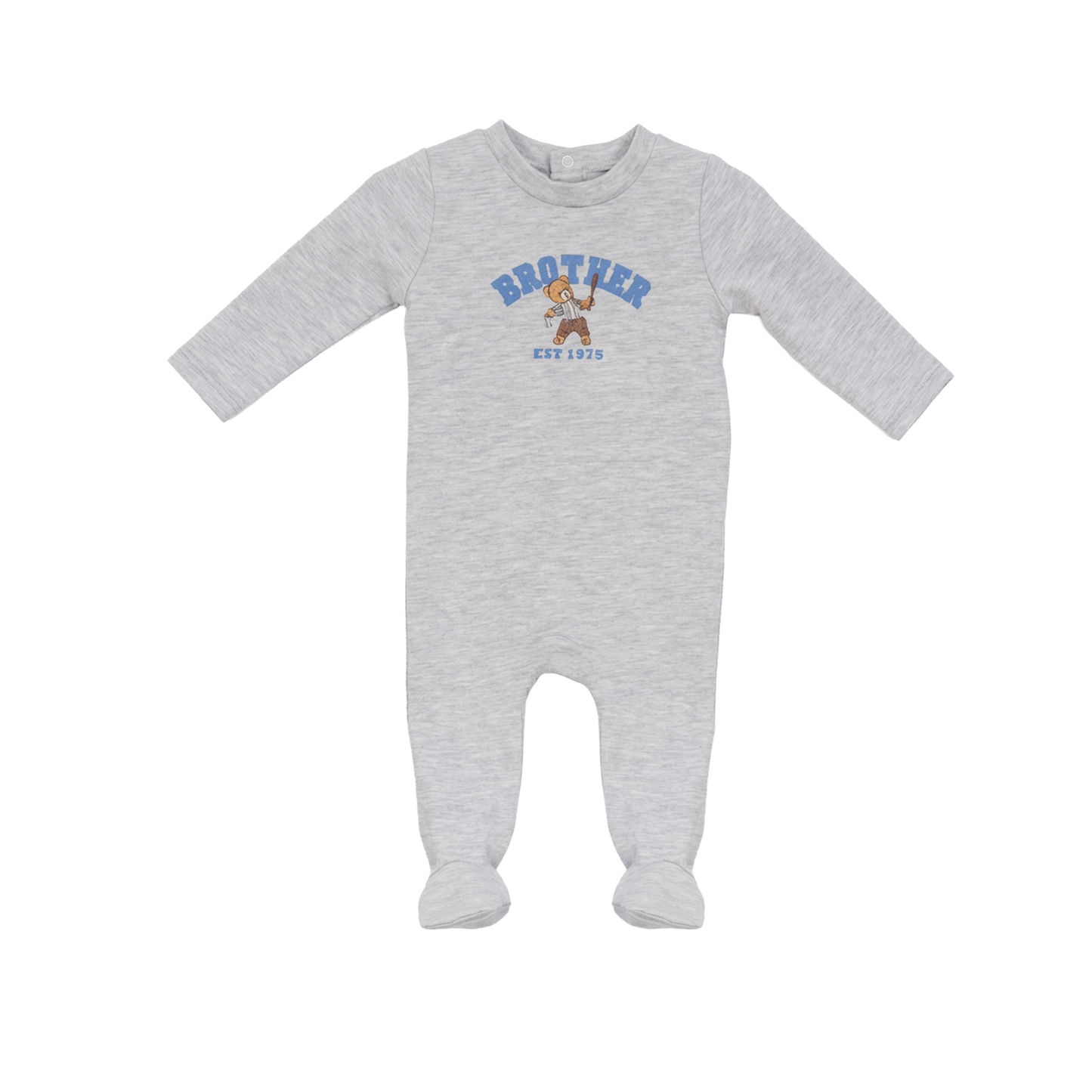 Whipped Cocoa Light Grey Mix/Navy Cotton Spandex Bro Romper