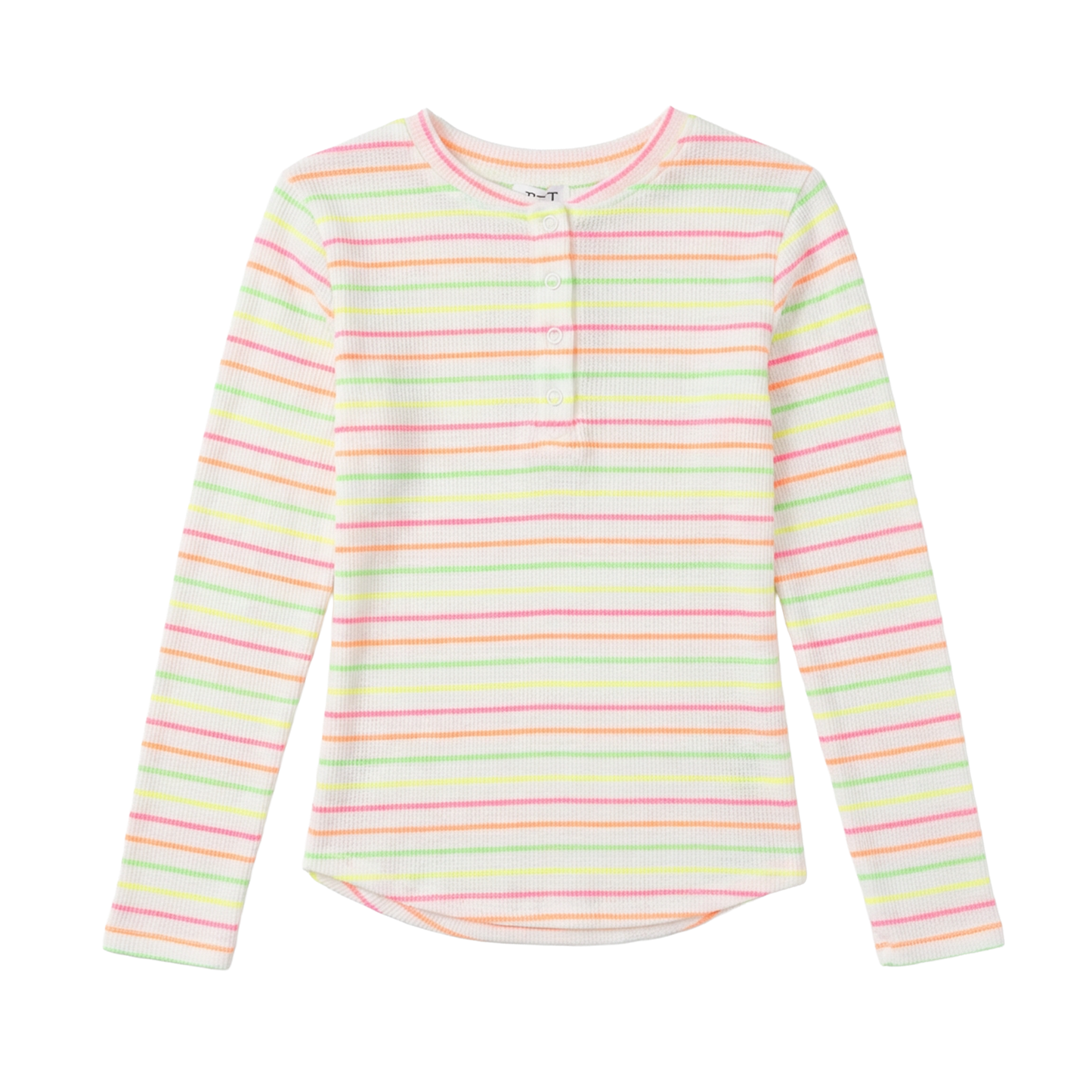 FYI White Multi Big Stripe Waffle Top