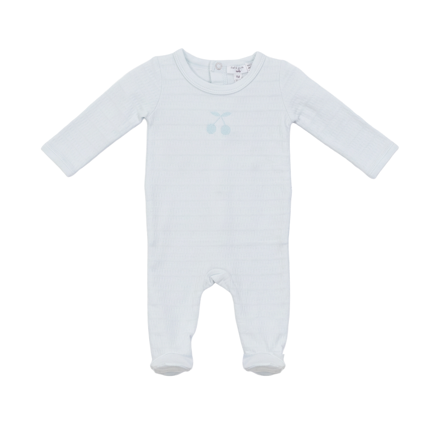 Little Fragile Blue Romper With Cherry Print At Chest