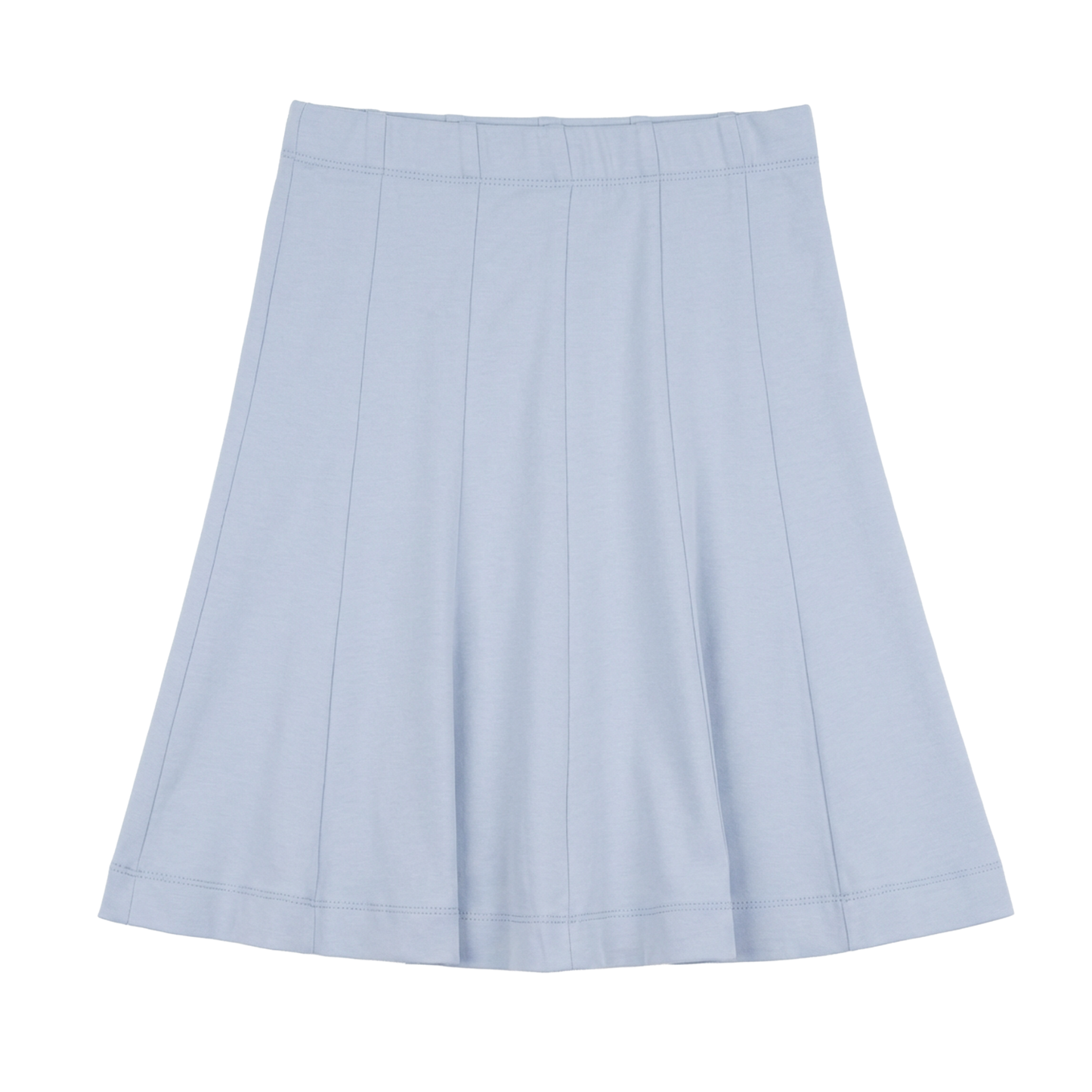 Hopscotch Ice Blue Cotton Spandex Midi Length Panel Skirt