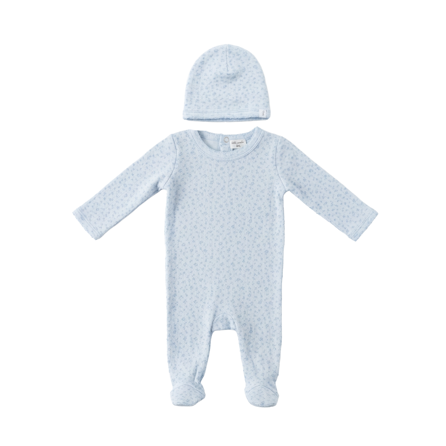 Little Fragile Blue Flower Pointelle Romper Set