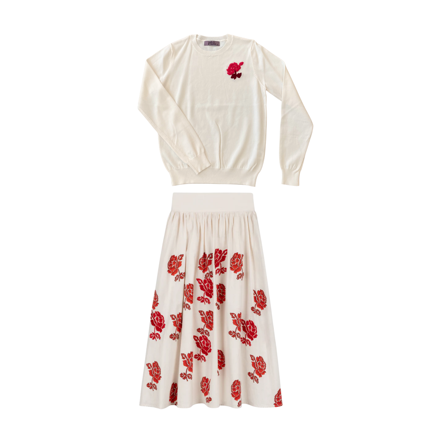 Mallory and Merlot Relay Knit Embroidered Sweater Set