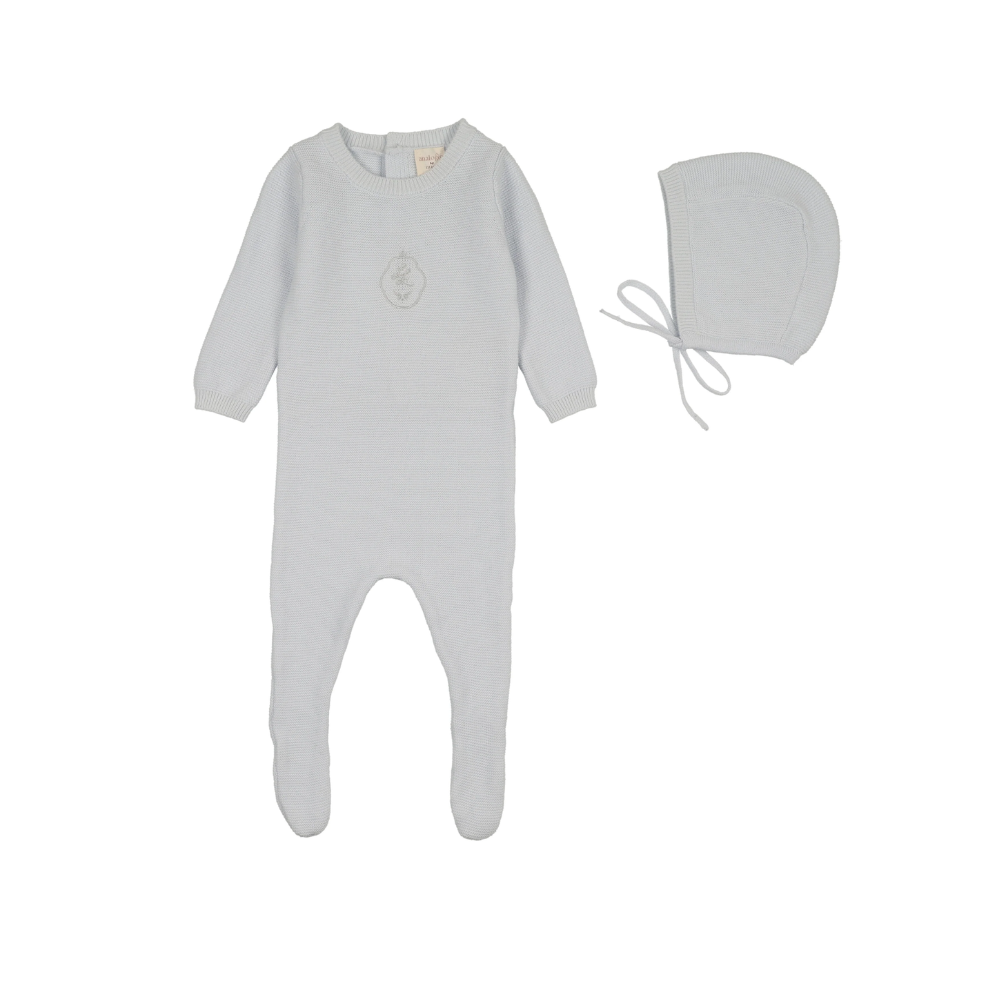 Analogie Clear Blue Crest Knit Footie Set