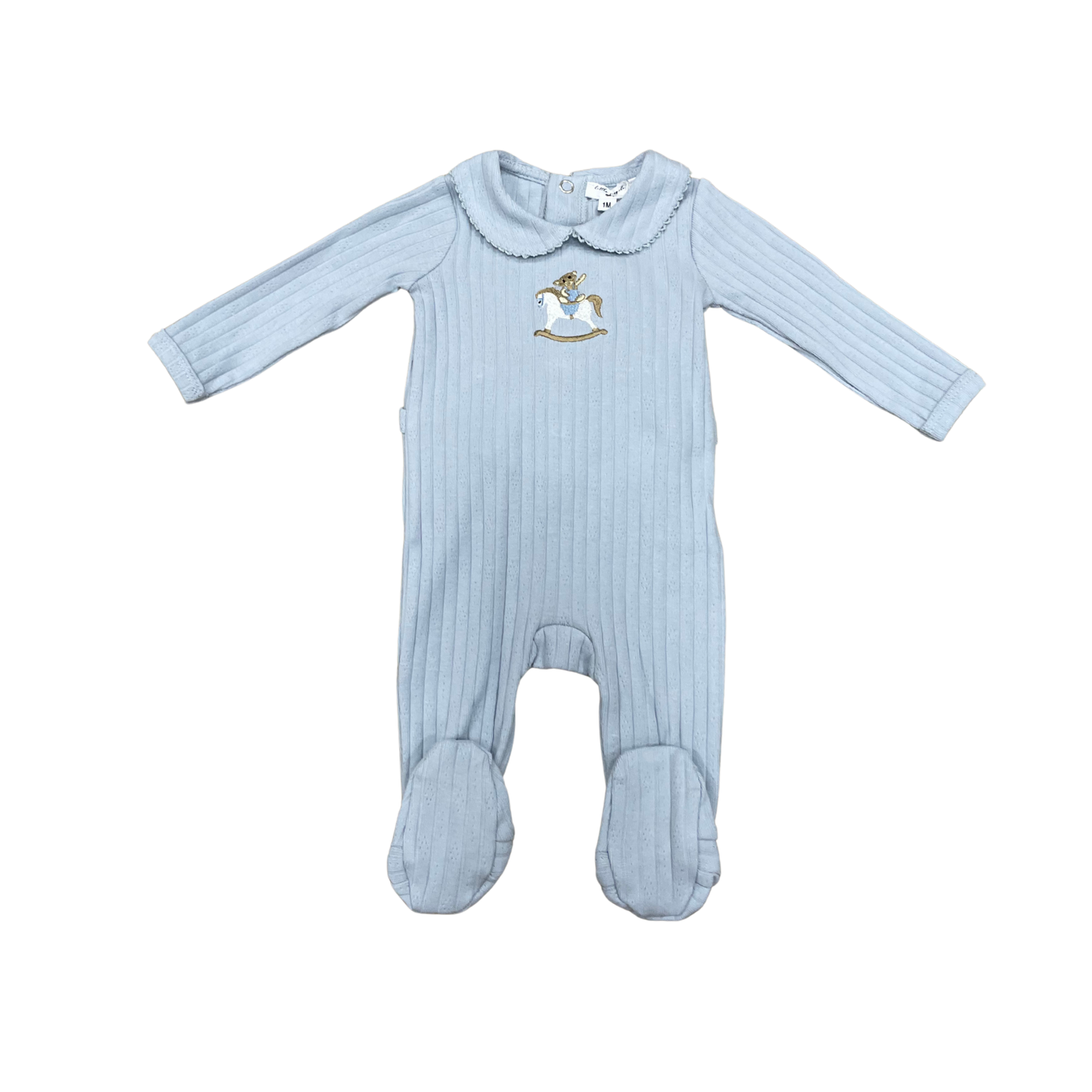 Little Fragile Blue Romper Set With Horse Print