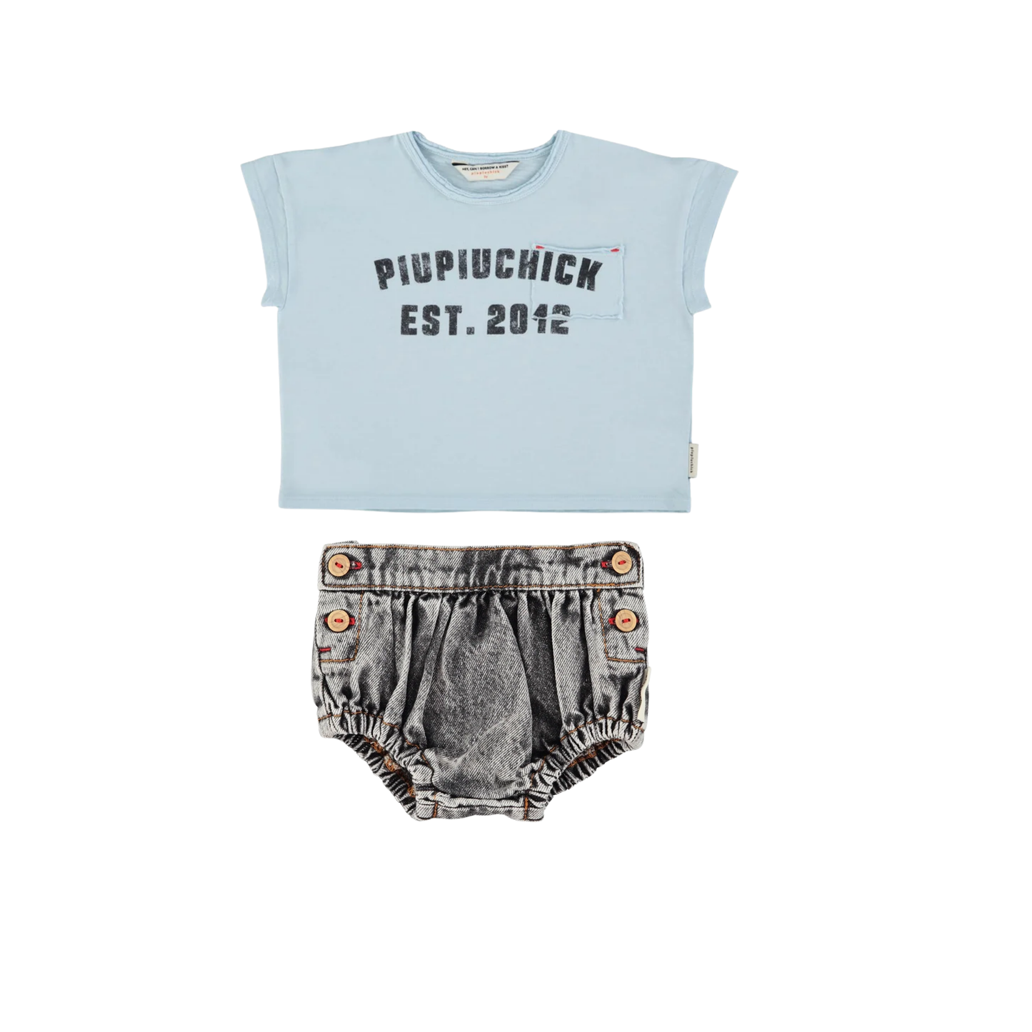 Piupiuchick Black / Light Blue Piupiuchick Print Bloomer Set