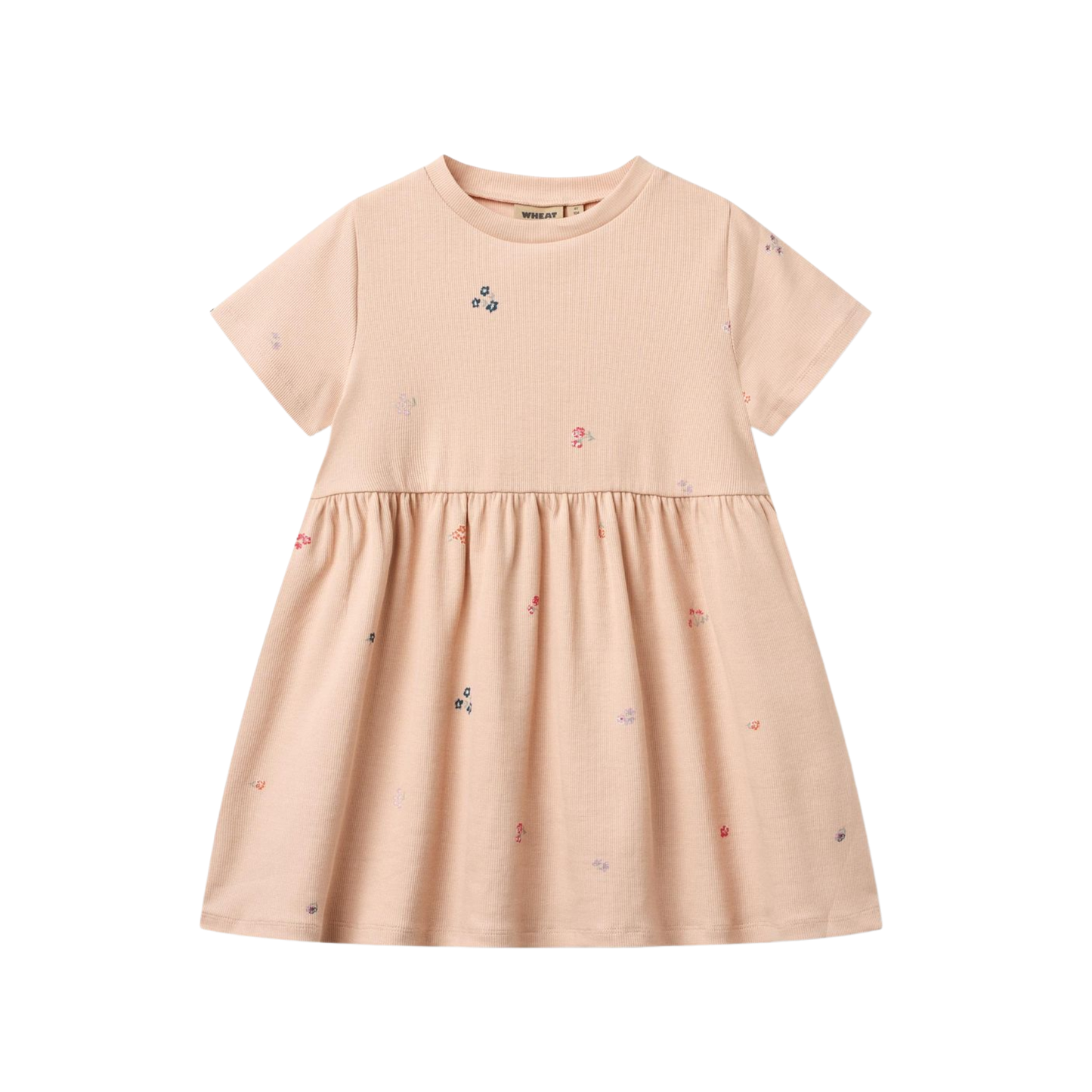 Wheat Rose Anna Flowers Short Sleeve Dress