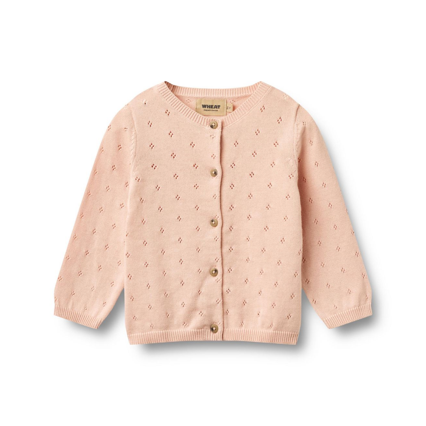 Wheat Powder Infant Maia Knit Long Sleeve Cardigan