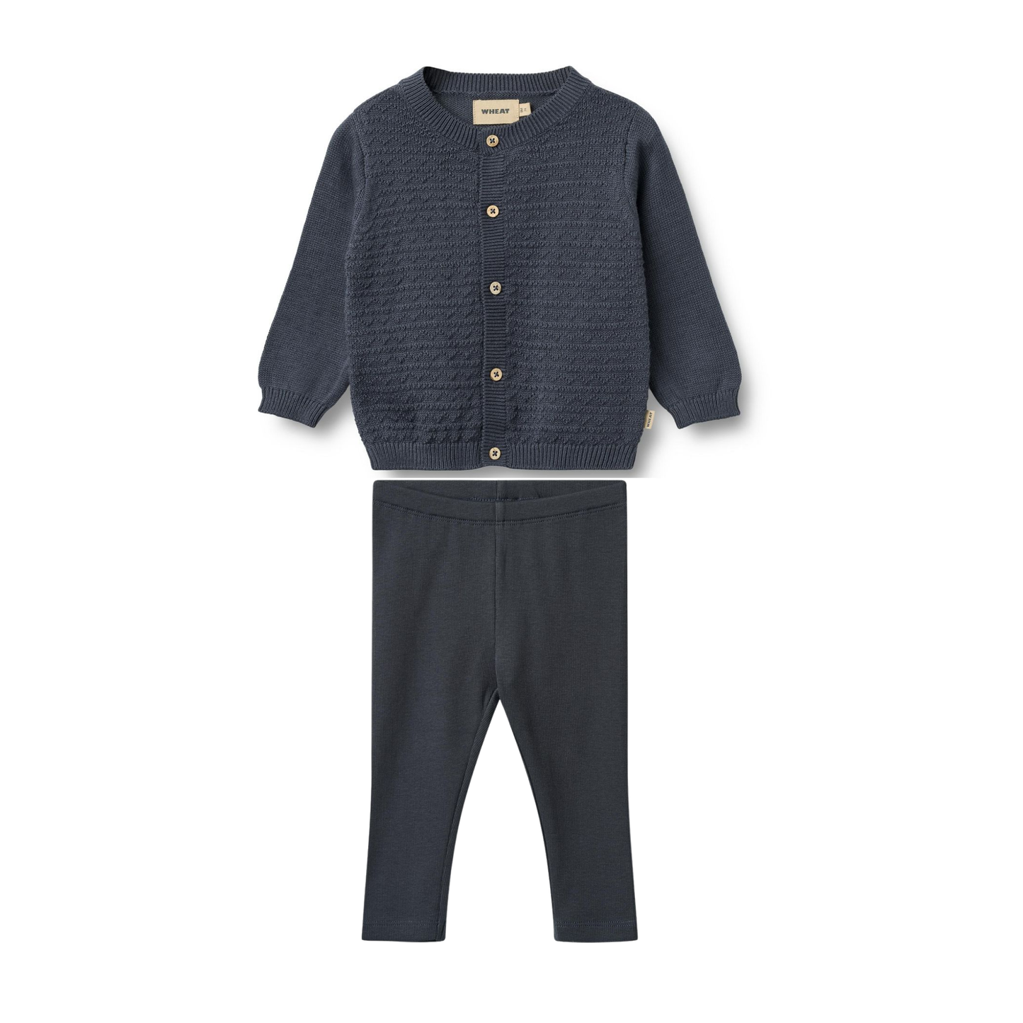 Wheat Ink / Navy Bjorn Knit Cardigan Leggings Set