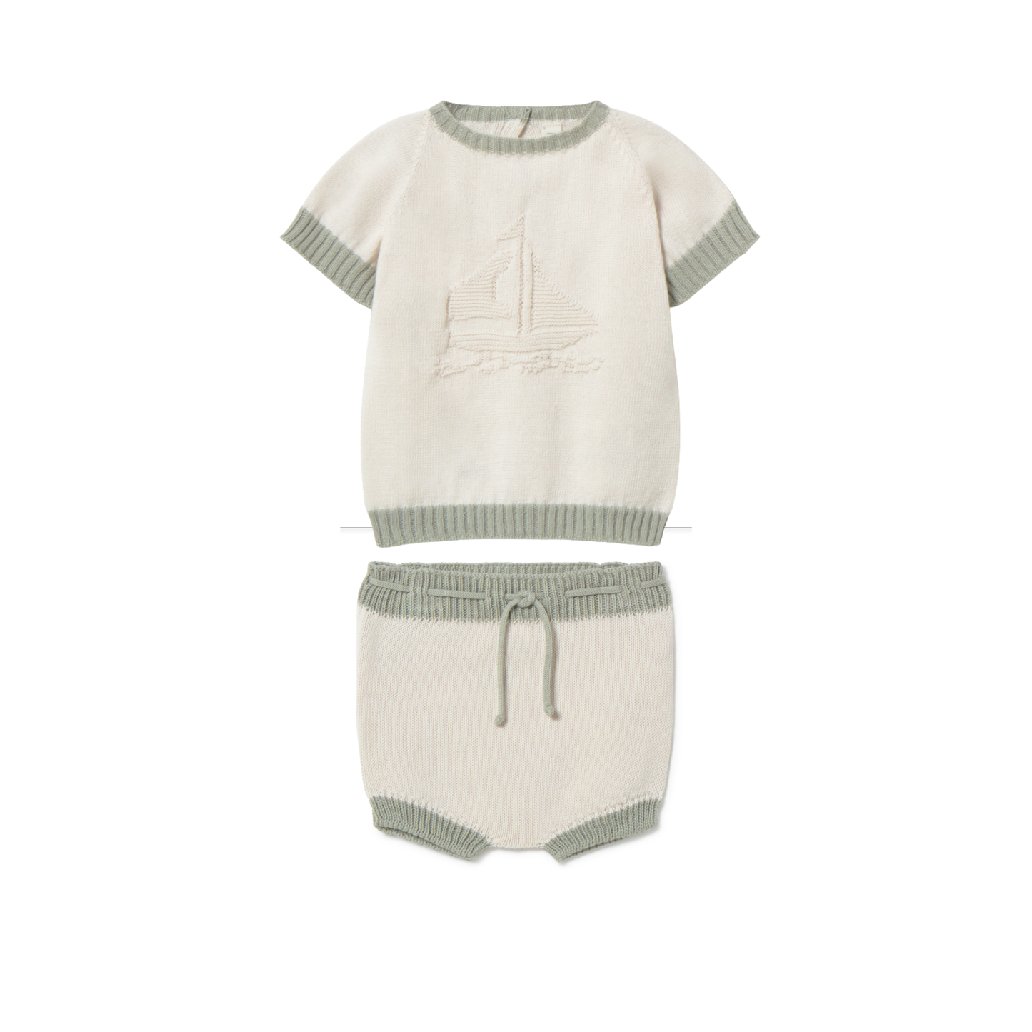 Li & Me Cream-Apple Embroidered Knit Set