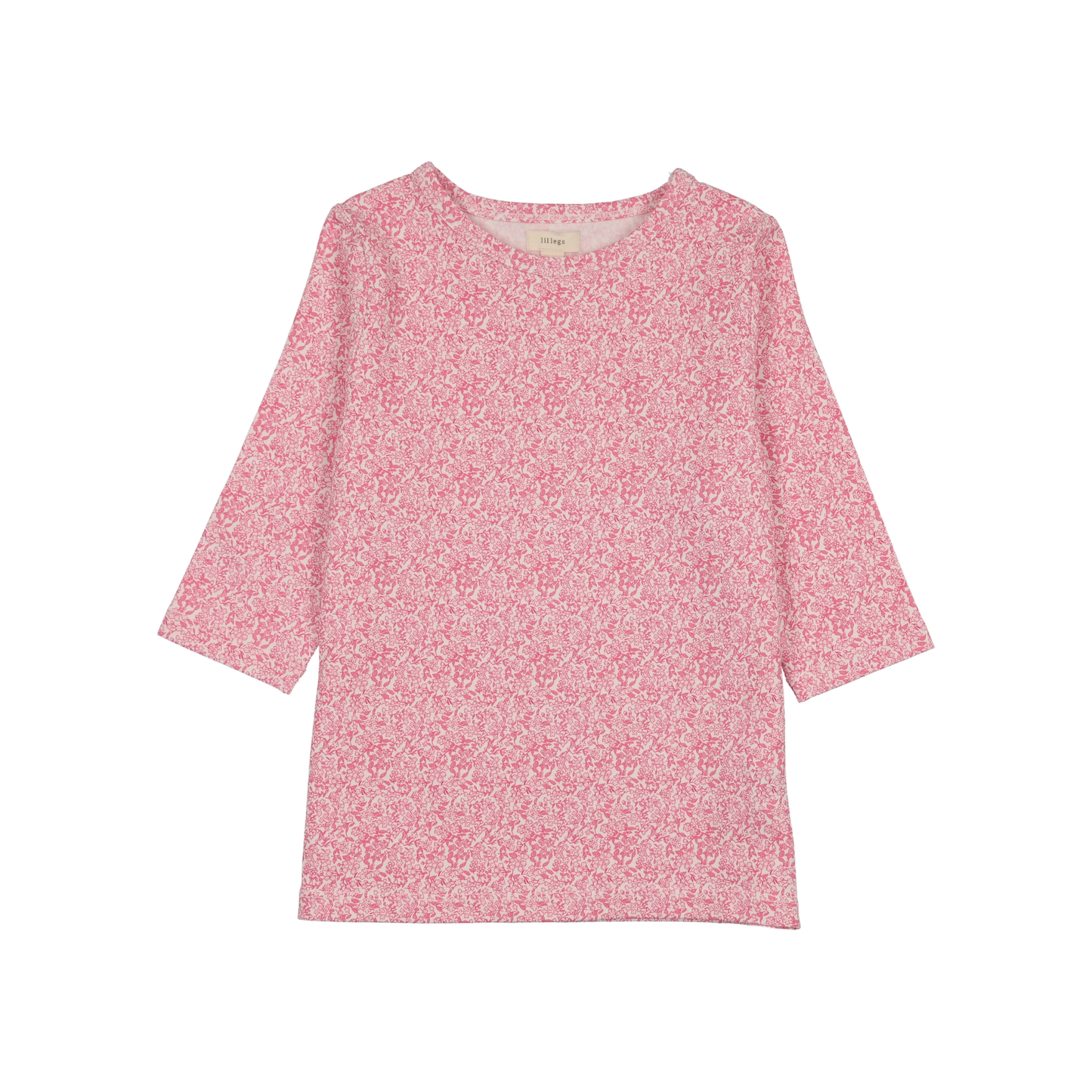 Lil Legs Bright Pink Flower Classic Printed Tee 3/4