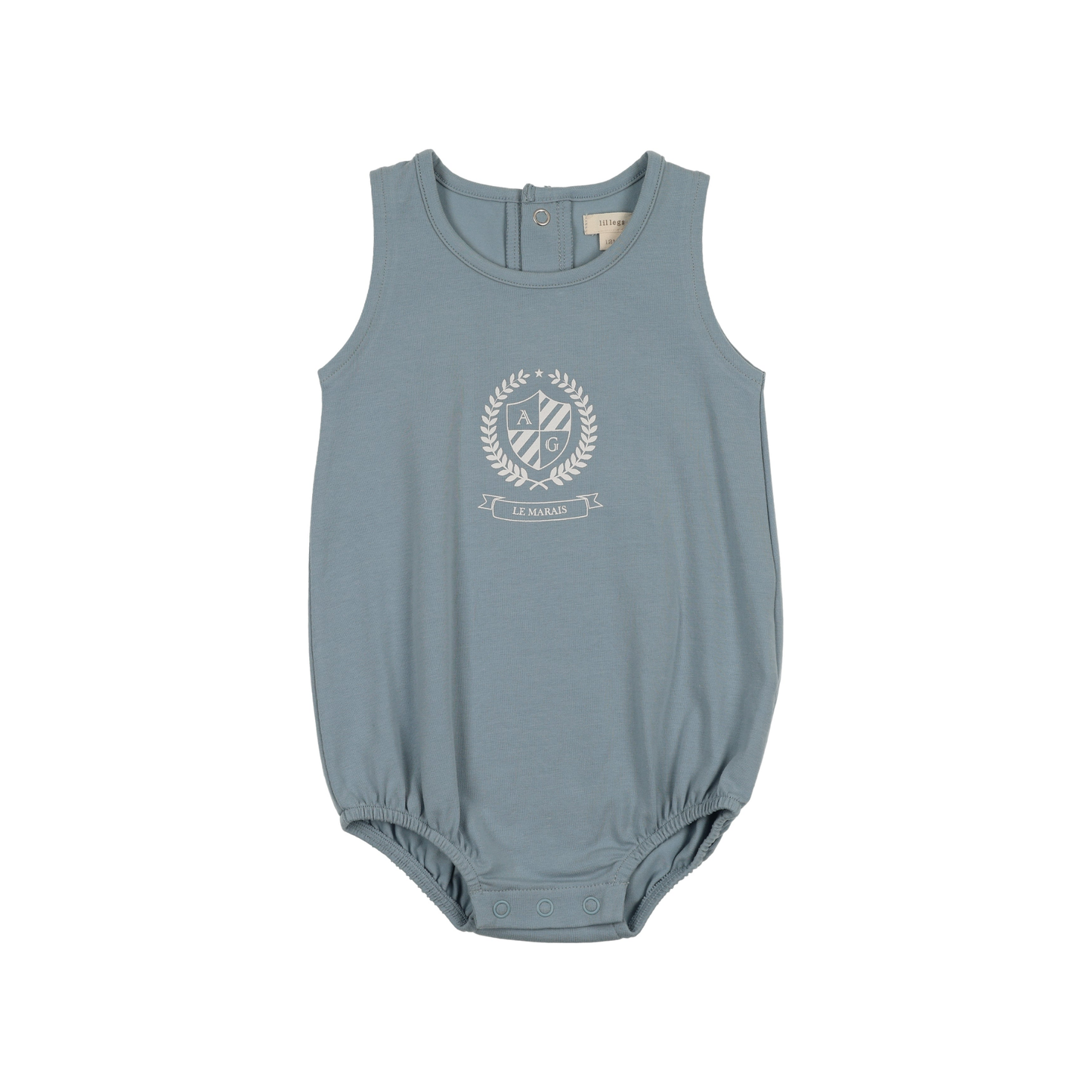 Lil Legs Sky Blue Emblem Romper