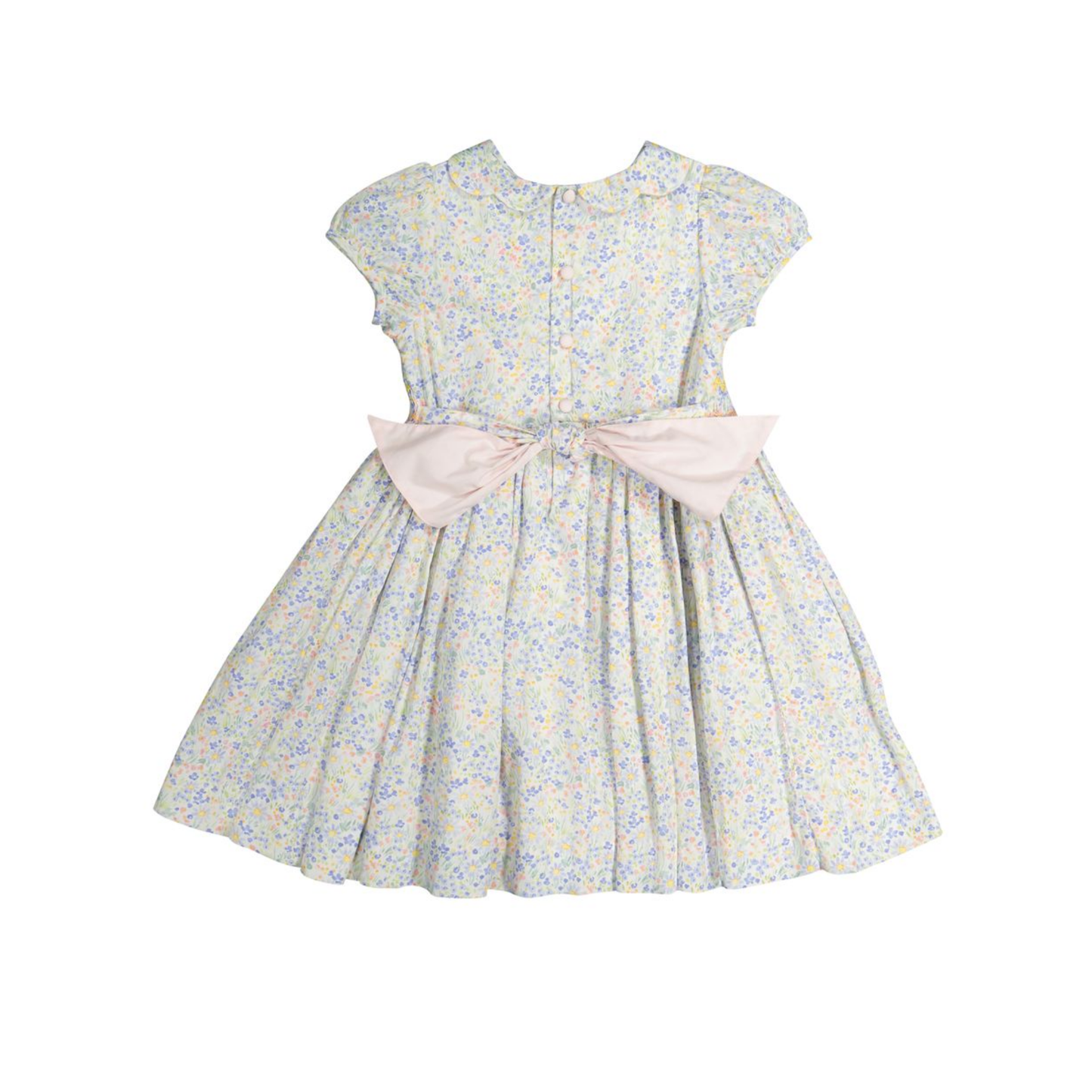 Antoinette Paris Blue Ondine Floral Puffed Short Sleeve Dress