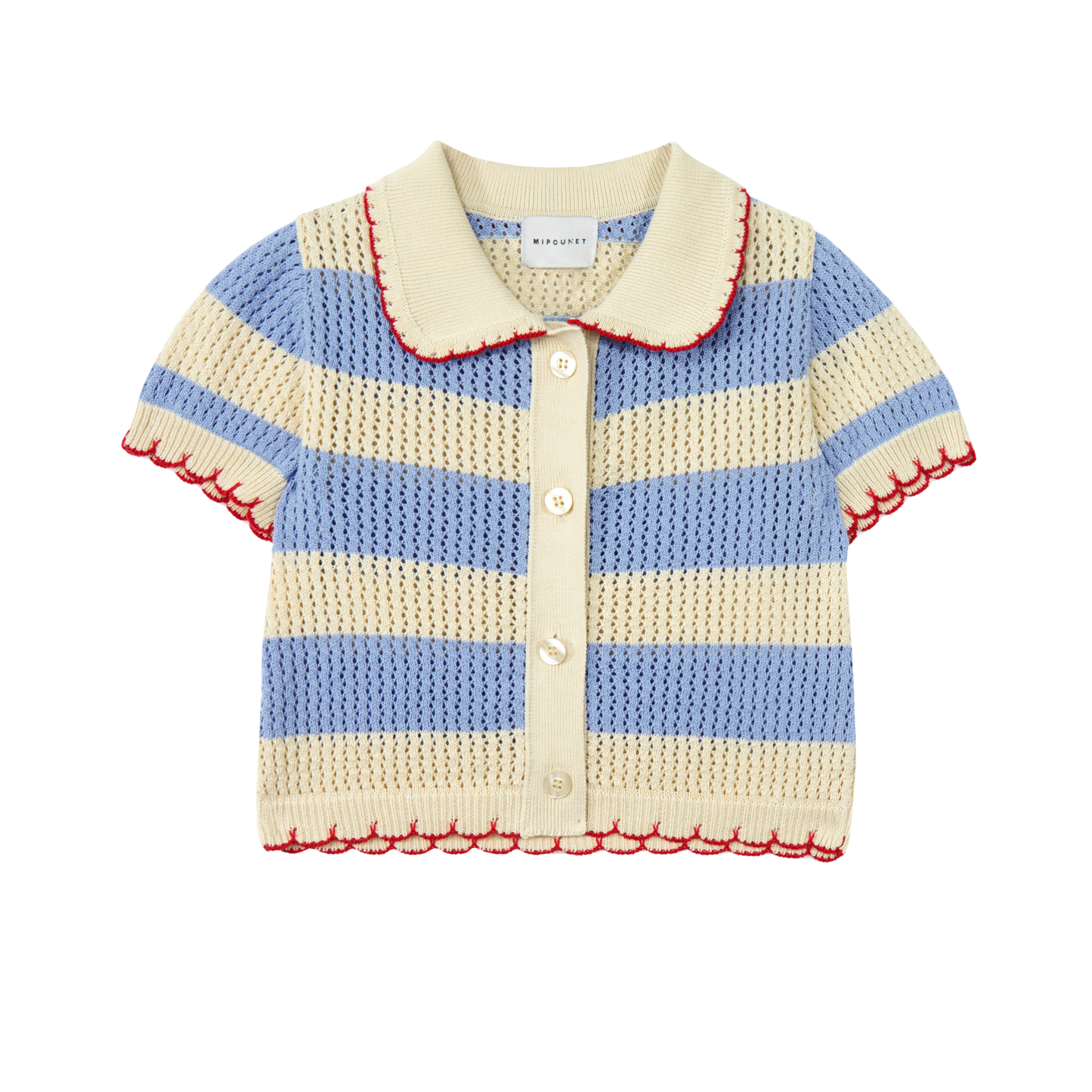 Mipounet Ecru/Blue Vita Knit Cardigan