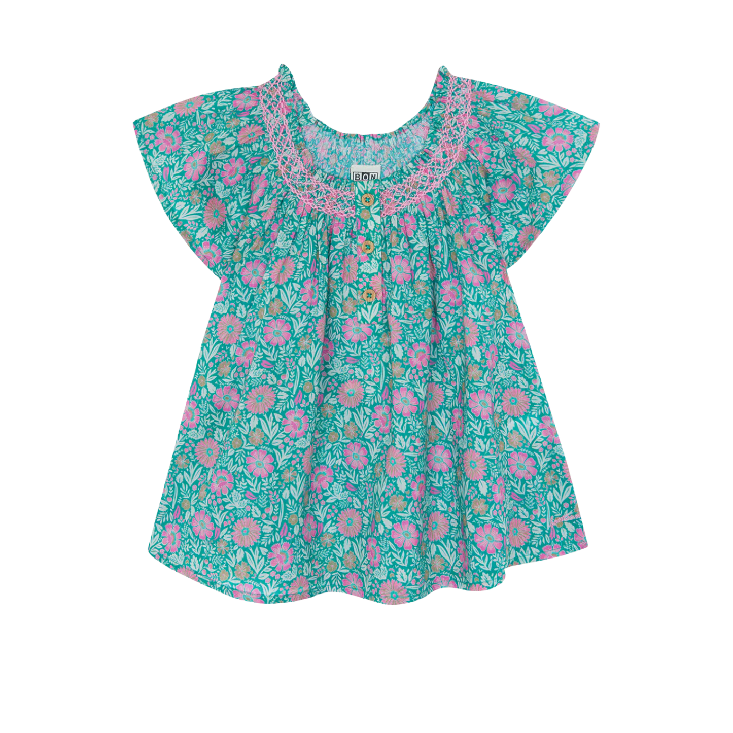 Bonton Teal Georgette Floral Dress