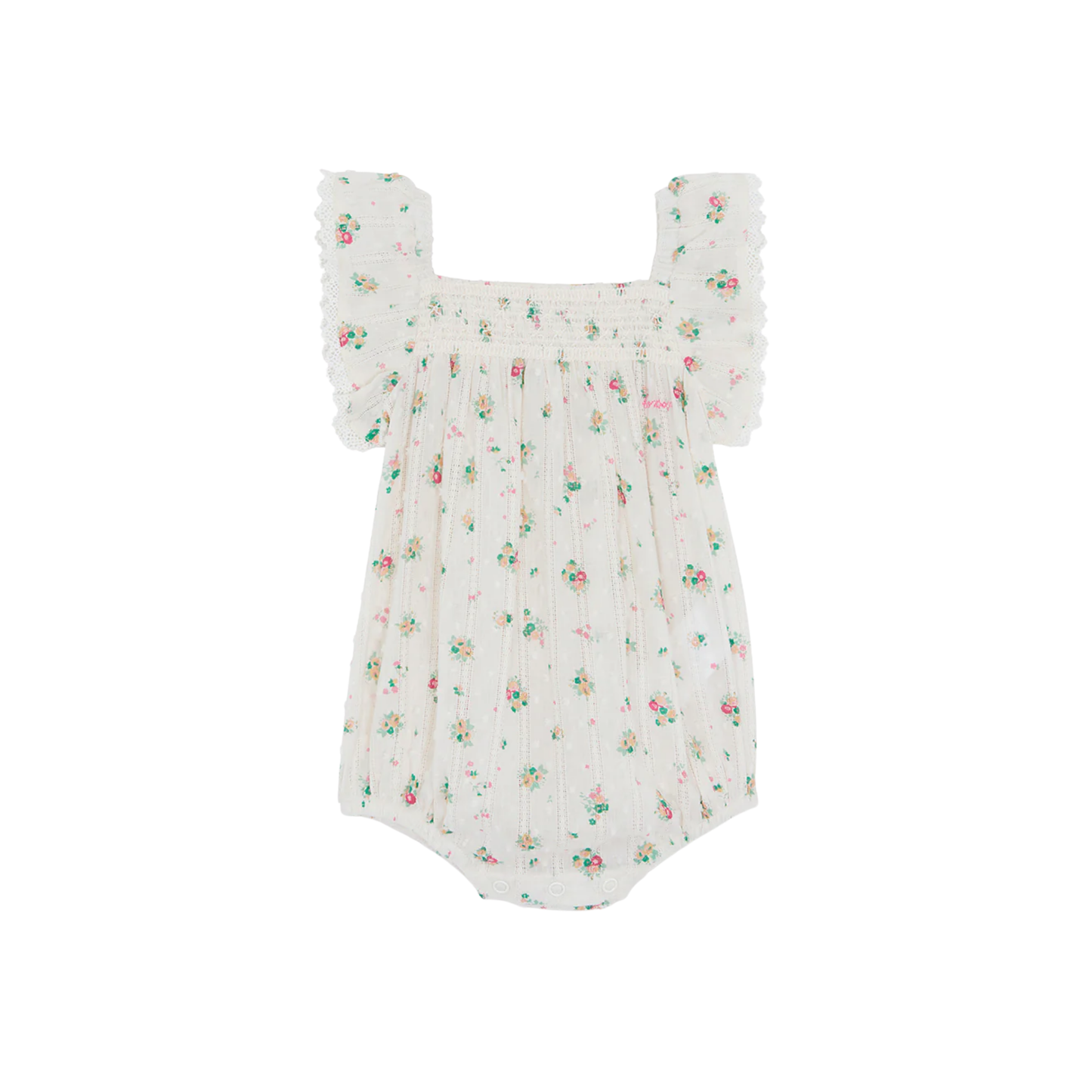 Bonton White Lalix Bouquet Romper