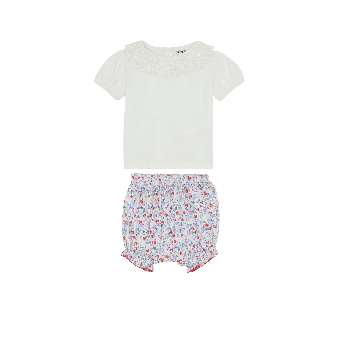Bonton White/Ecru Floral Ruffle Bloomer Set