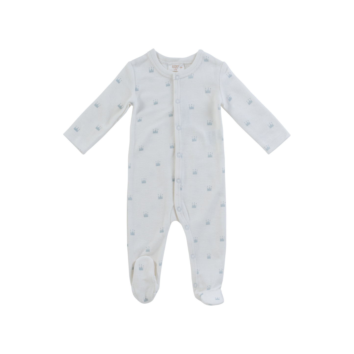 Kipp Baby Blue Little Crown Pattern Terry Footie