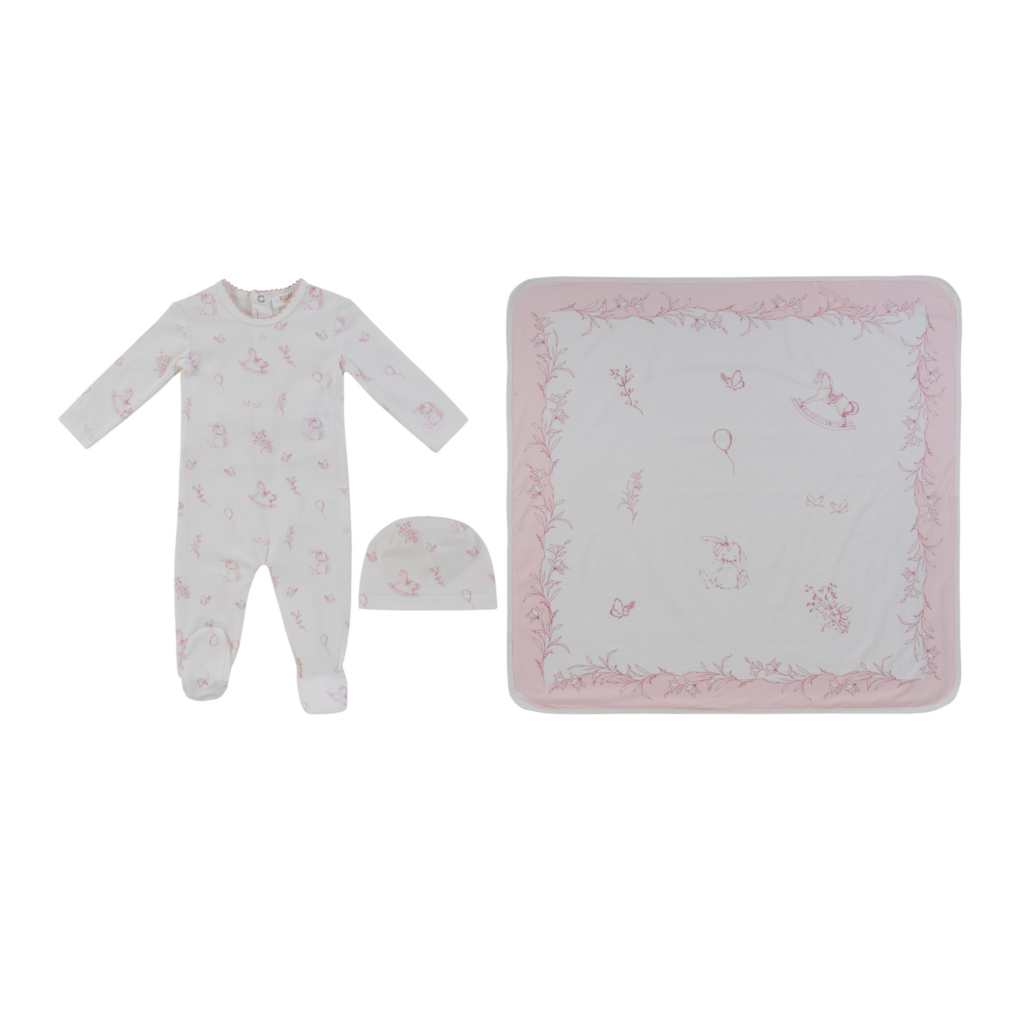 Kipp Baby Pink Toile Footie 3PC Set