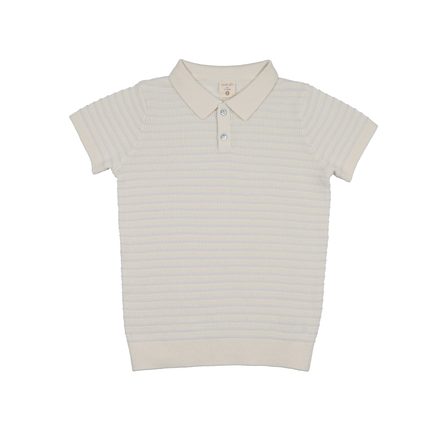 Analogie Clear Blue Textured Stripe Knit Polo