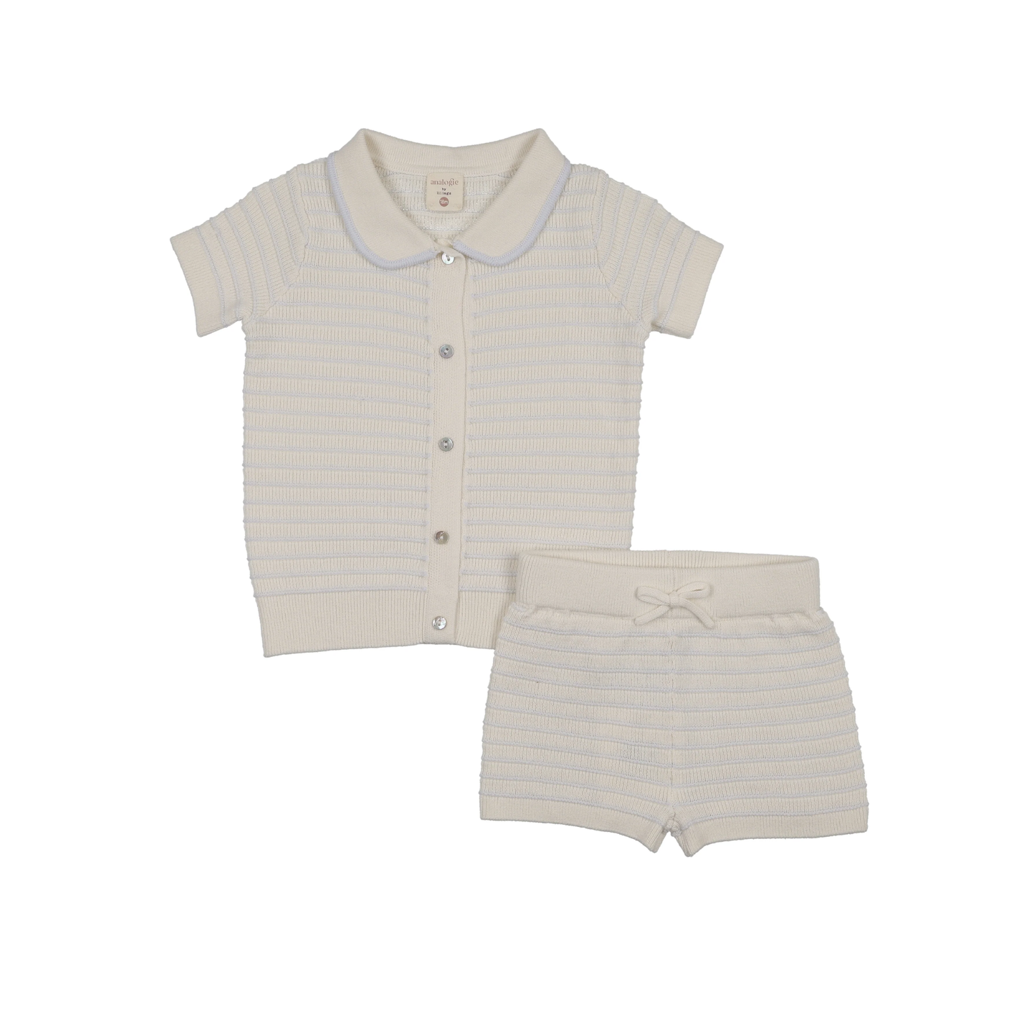 Analogie Clear Blue Textured Stripe Knit Set