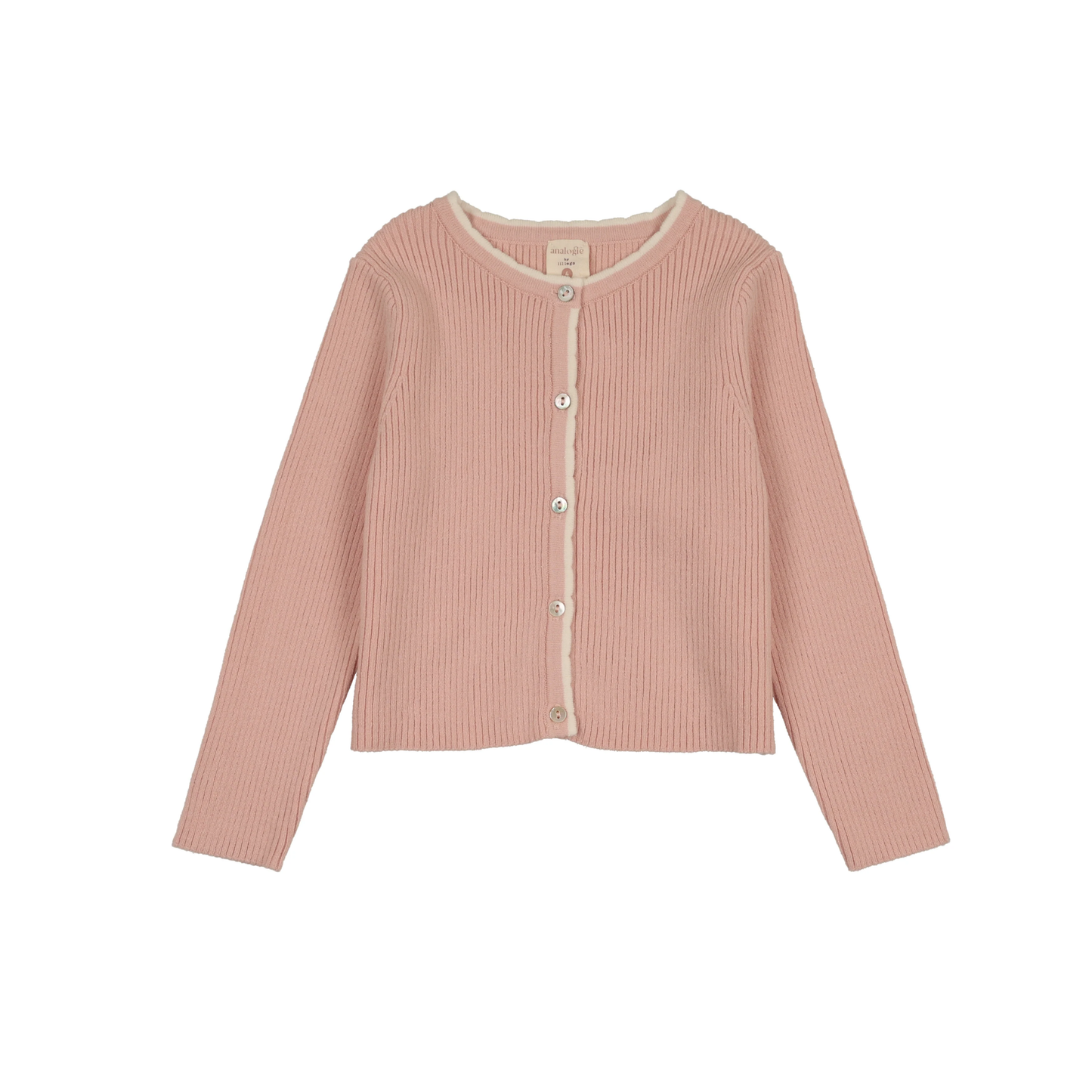 Analogie Bud Pink Scallop Rib Cardigan