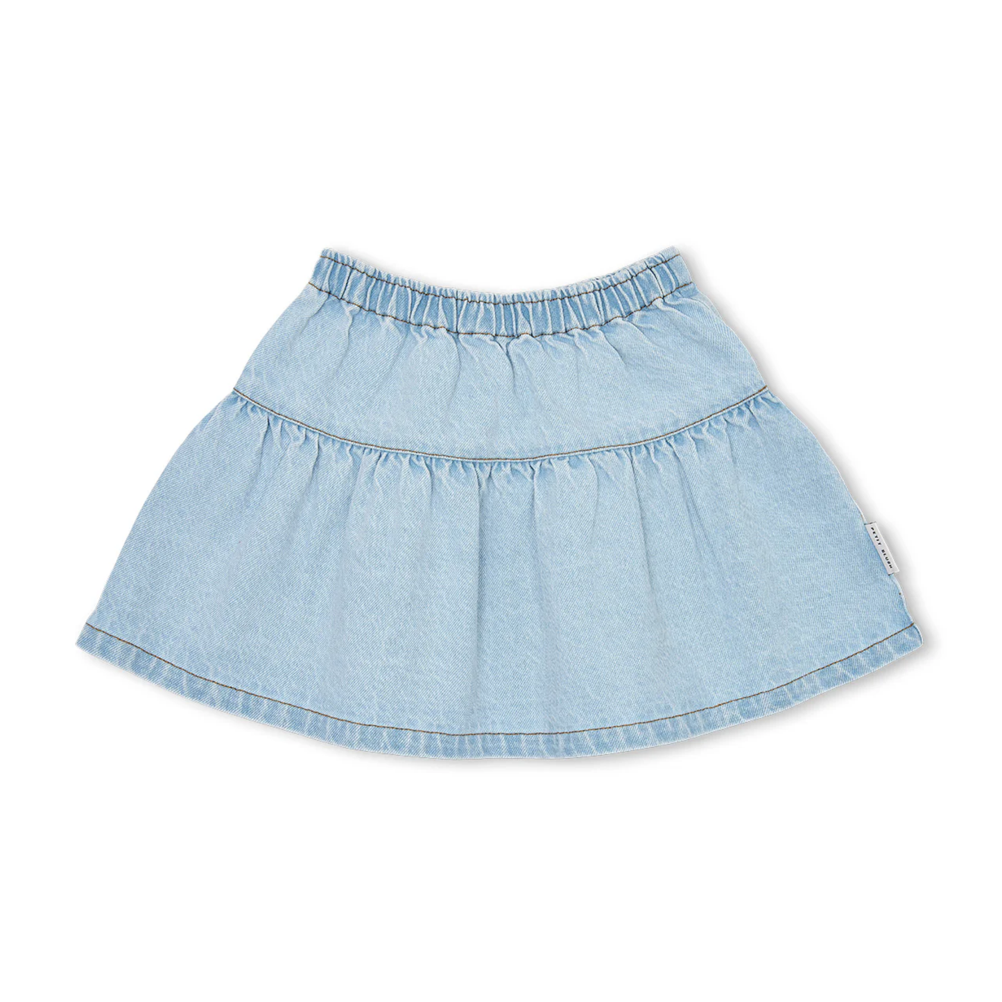 Petit Blush Pale Light Blue Jeans Ruffle Long Skirt