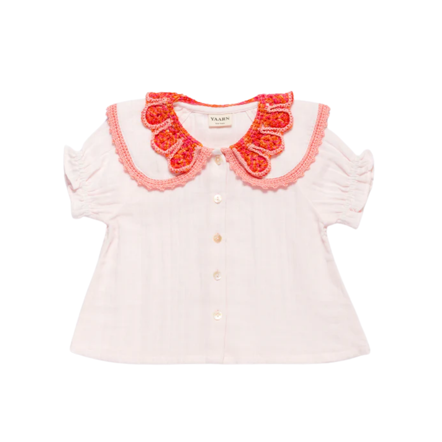 Yaarn Sunset Combo Lila Collar Short Sleeve Blouse