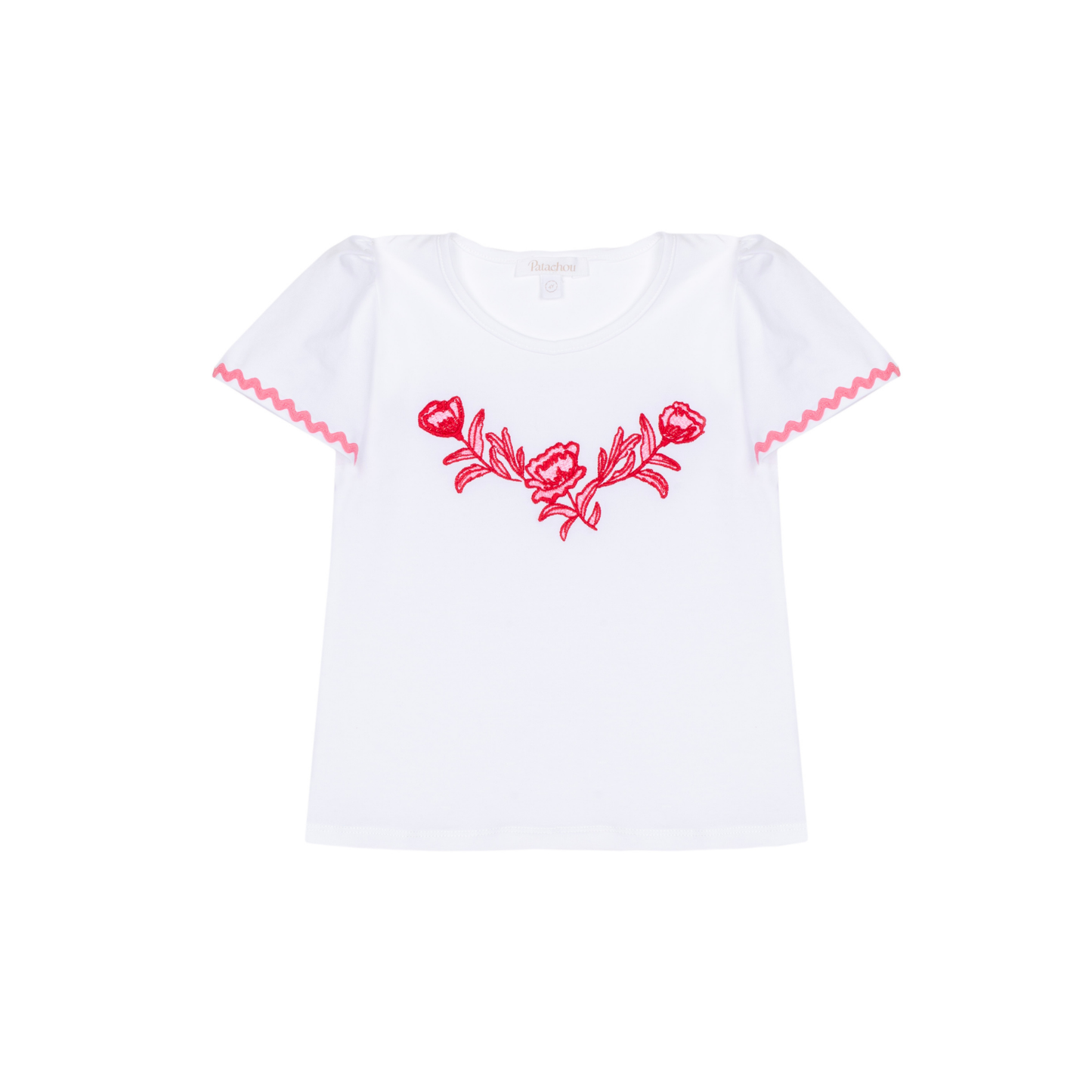 Patachou White Floral Embroidery Print Tee