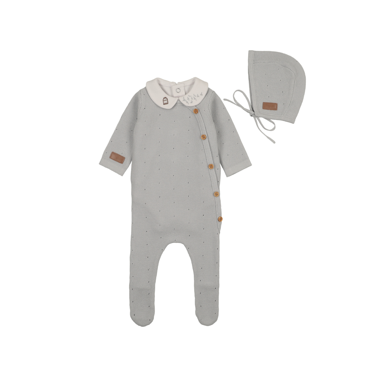 Bee And Dee Dusty Blue Leather Tab Knit Footie