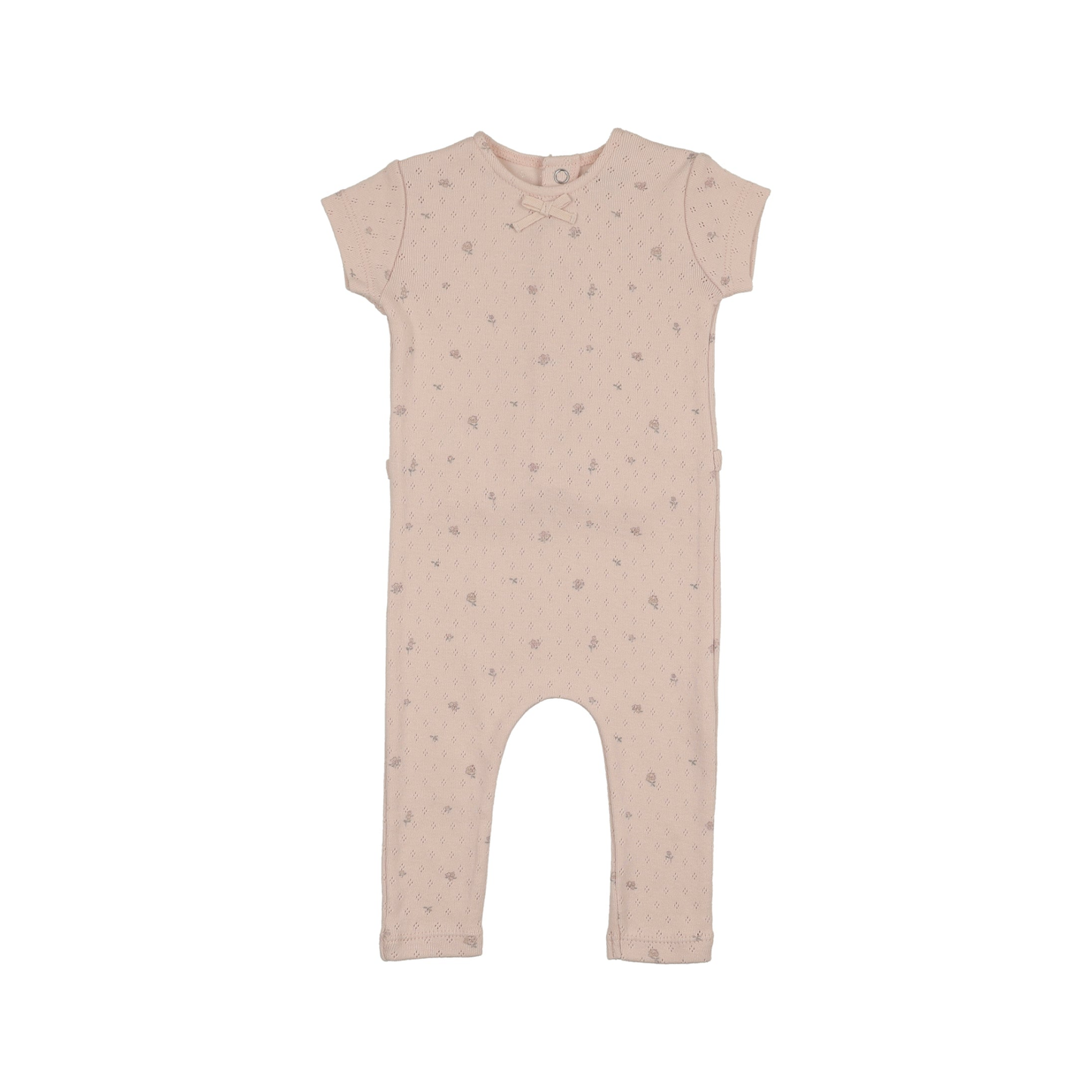 Bee And Dee Cloud Pink Pointelle With Flowers Romper