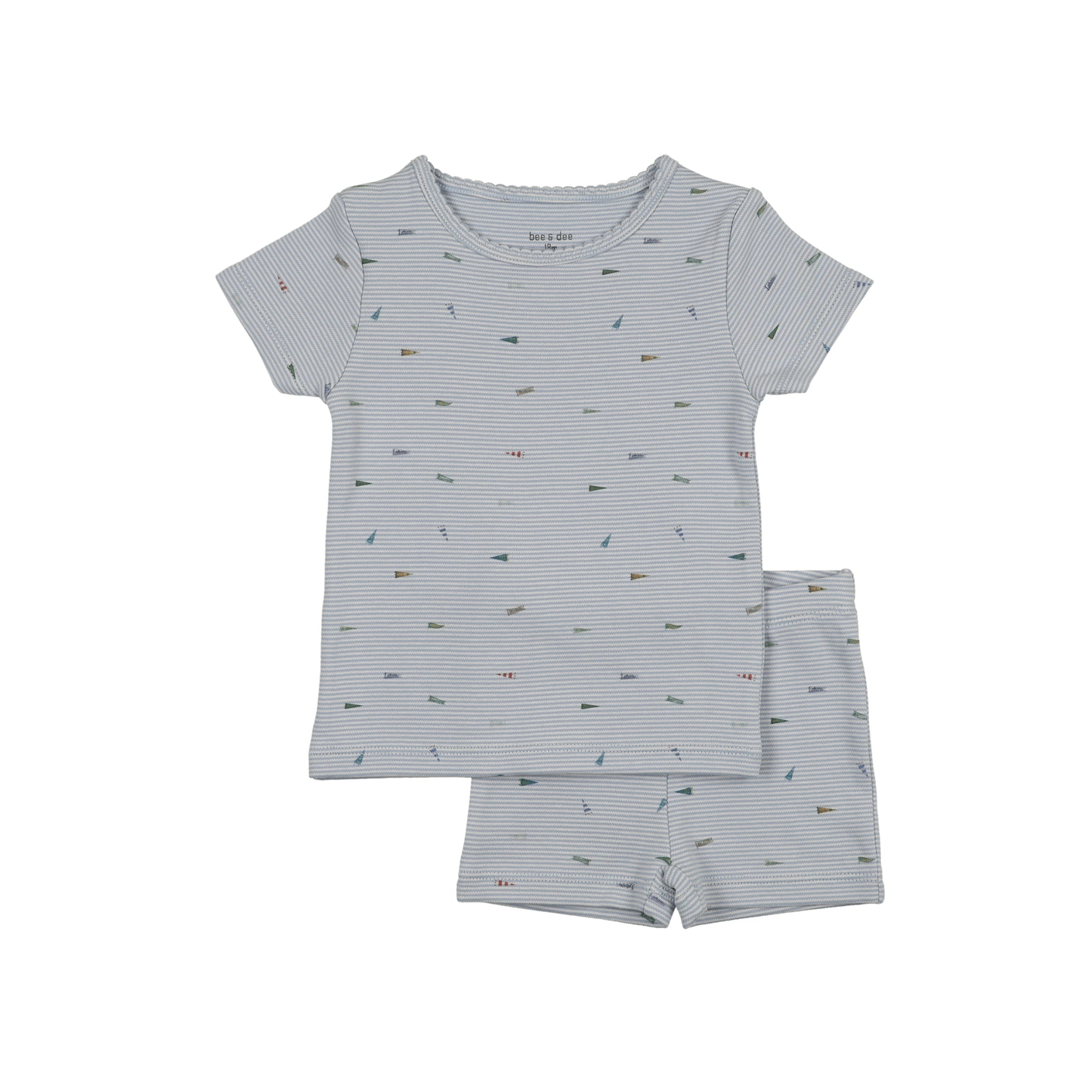 Bee And Dee Blue Fog Flag Print/Bow Print 2 Piece