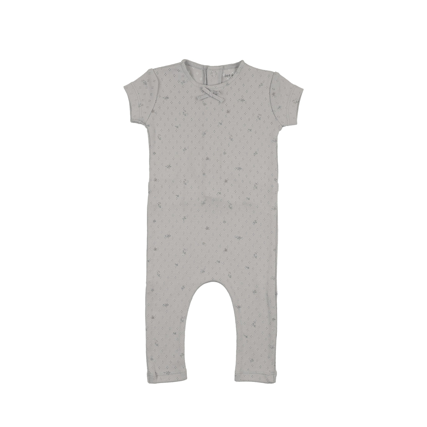 Bee And Dee Dusty Blue Pointelle With Flowers Romper