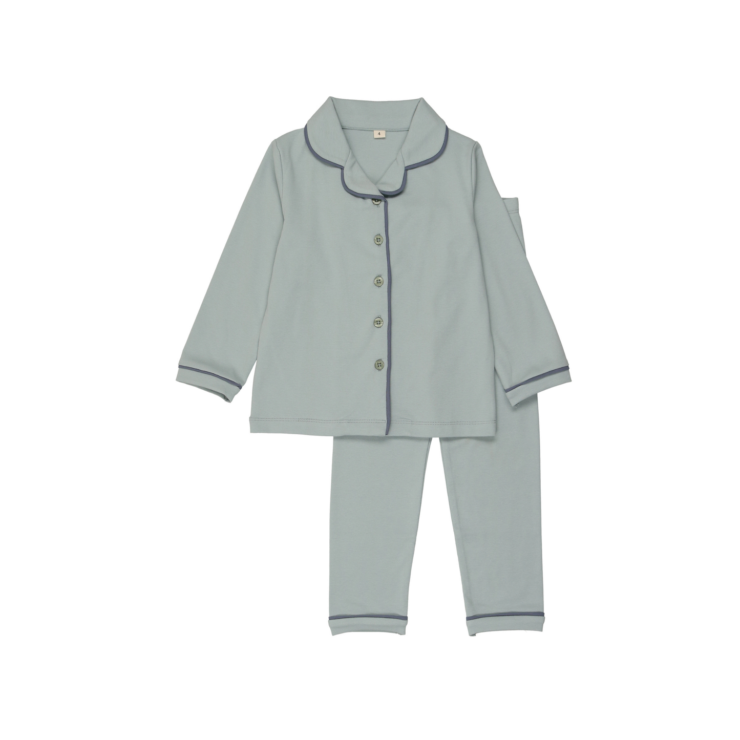 Bonjoy Dusty Blue Grandpa Piping Long Sleeve Grandpa PJ`s