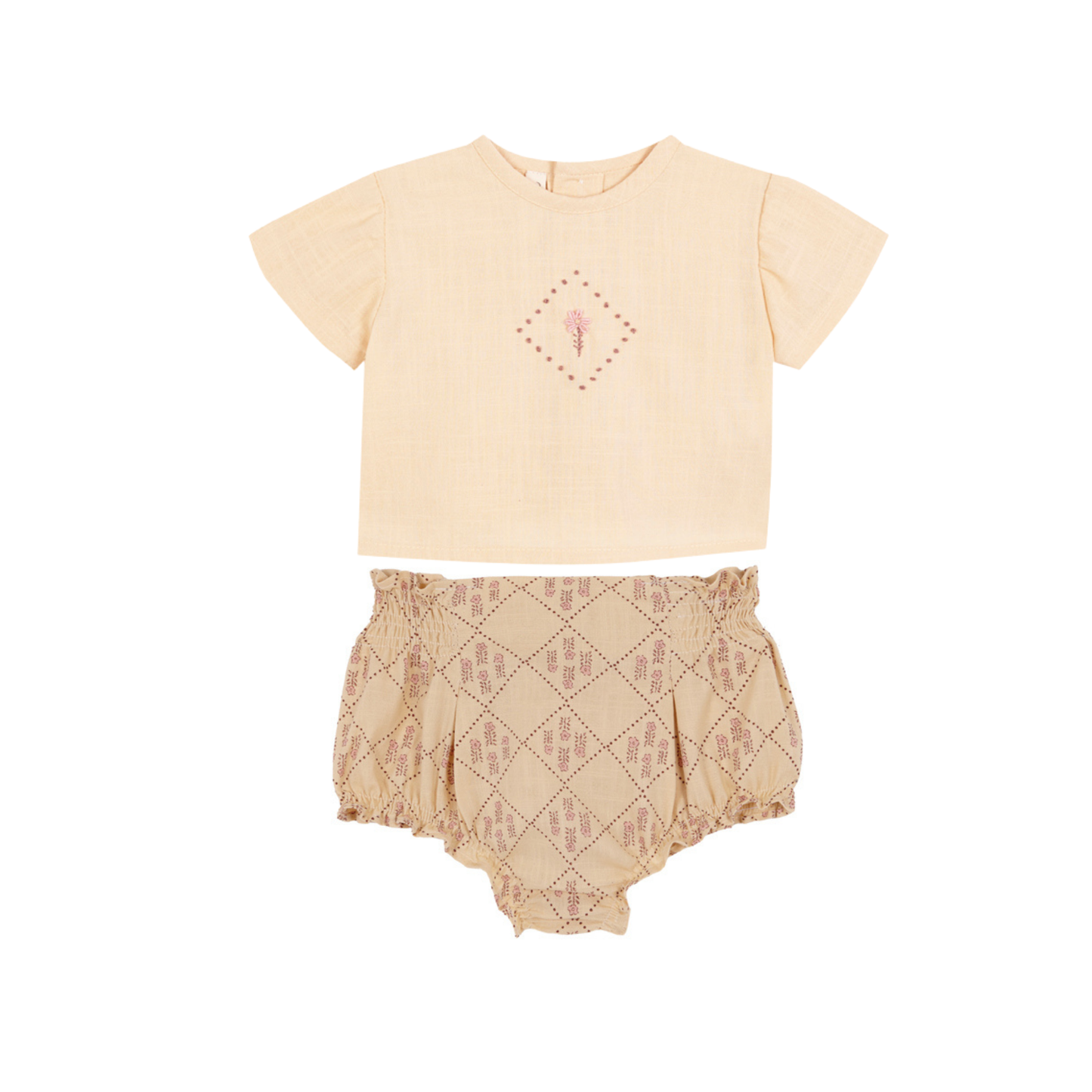 Birinit Sand Embroidered Short Set
