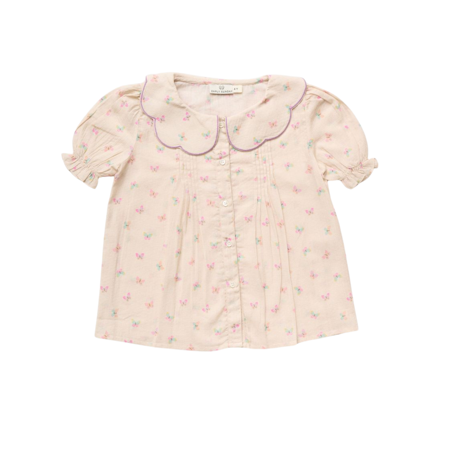 Early Sunday Pink Camelia Butterflies Blouse