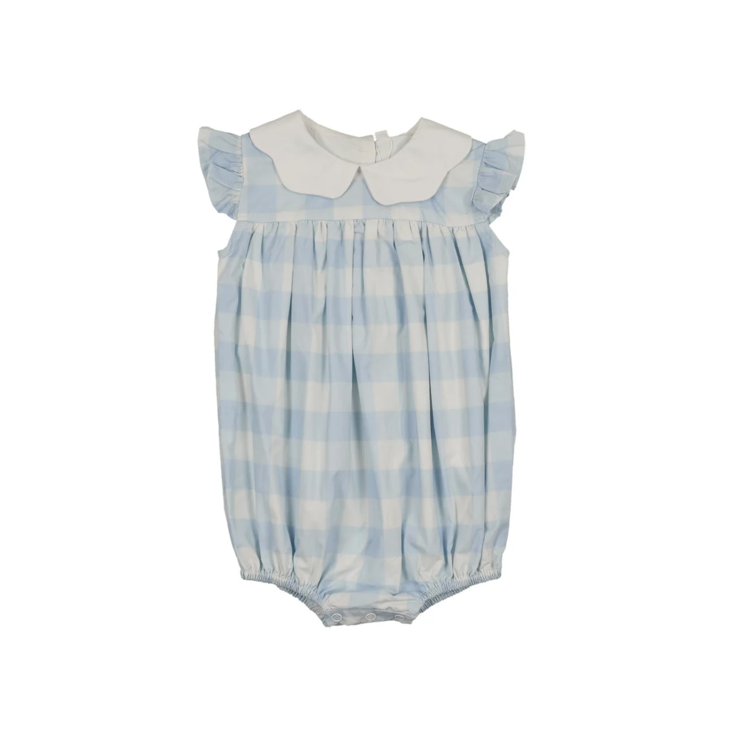 Bonjoy Blue Gingham Shabbos Plaid Romper