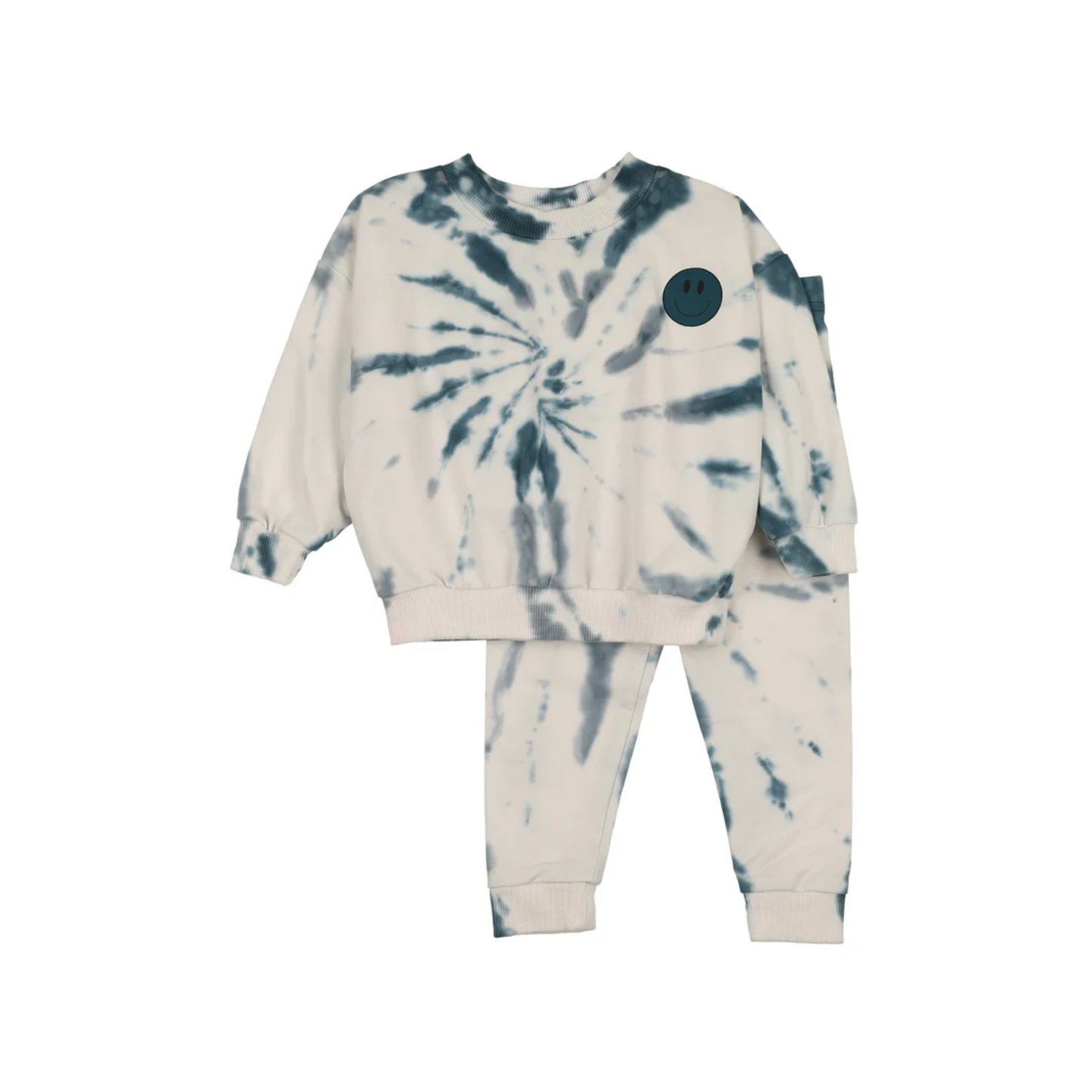 Bonjoy Tie-Dye Blue Post Pool Summer Set - Long Sleeves + Shorts