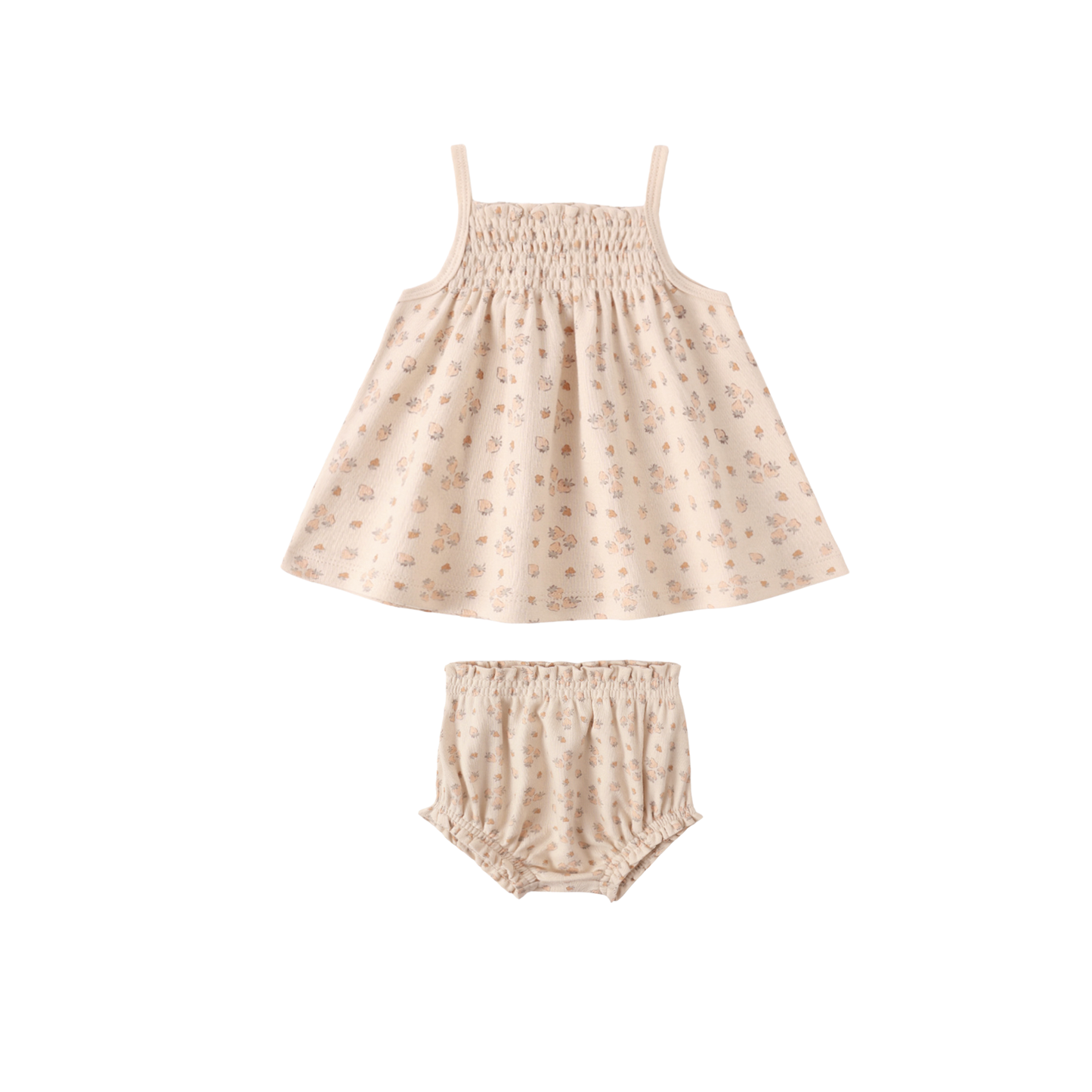 Quincy Mae Ecru Strawberries Smocked Bloomer Set